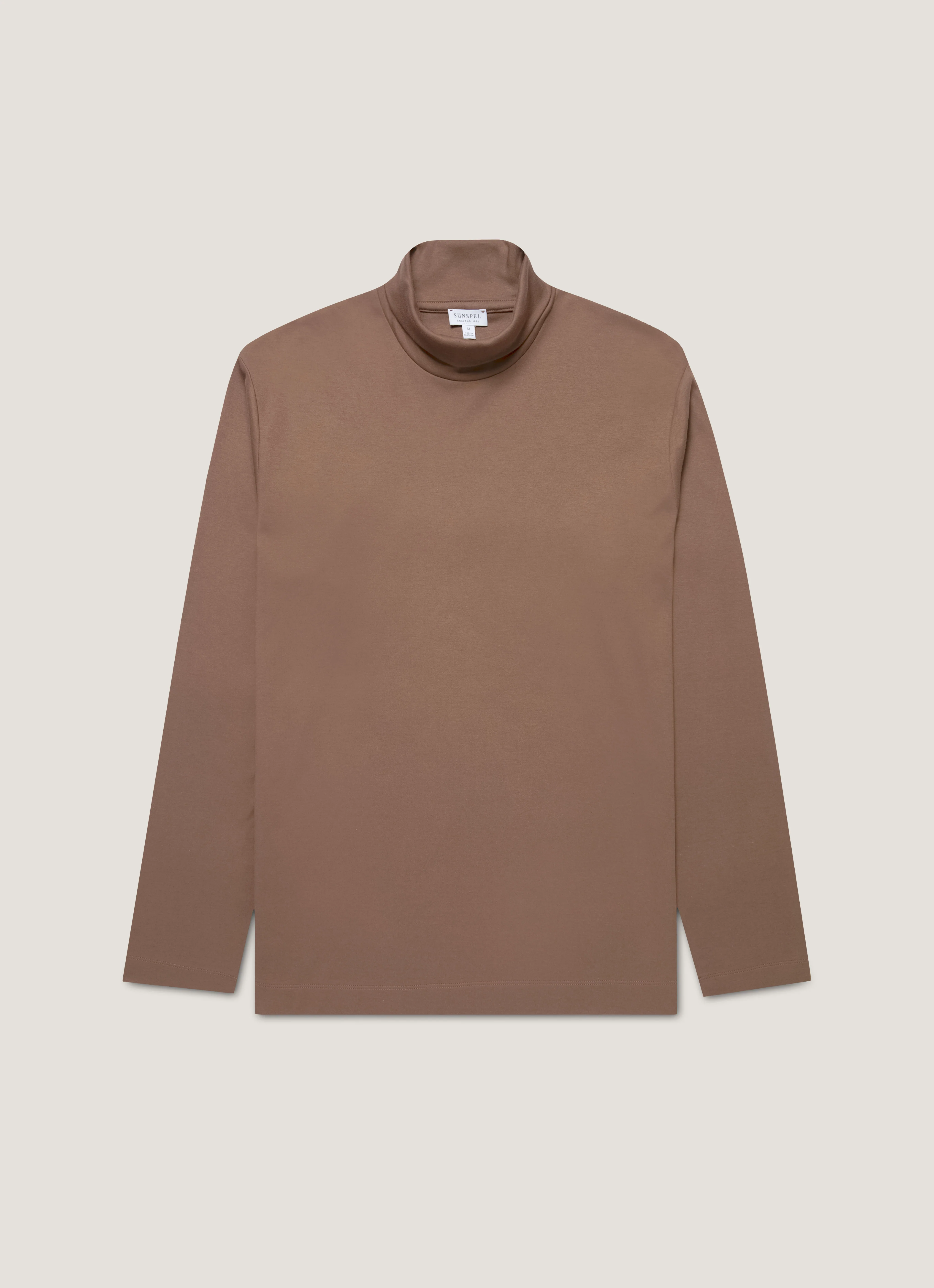 Men's Roll Neck Heavyweight T-shirt in Bark