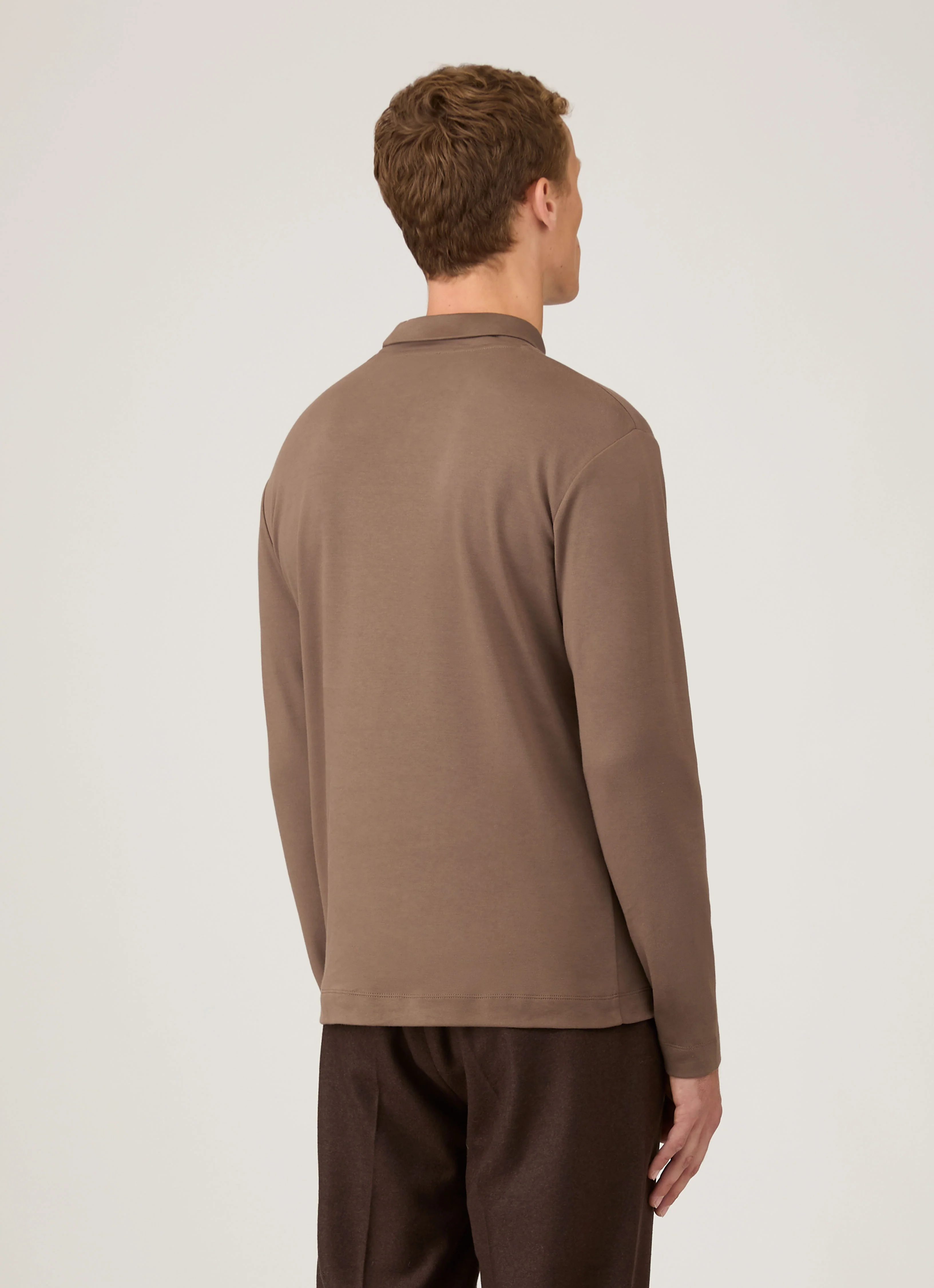 Men's Roll Neck Heavyweight T-shirt in Bark - Image 5
