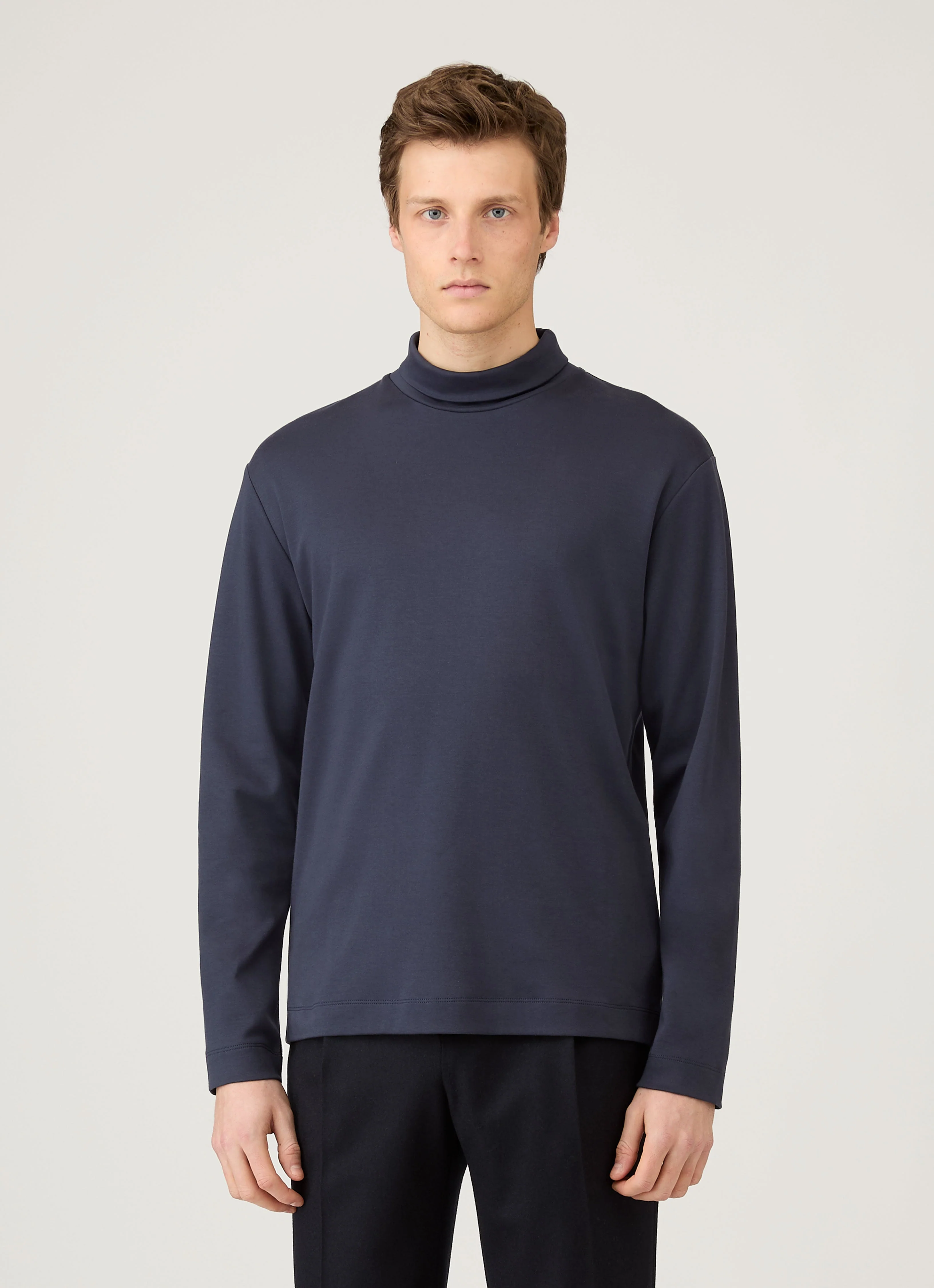 Men's Roll Neck Heavyweight T-shirt in Navy - Image 2