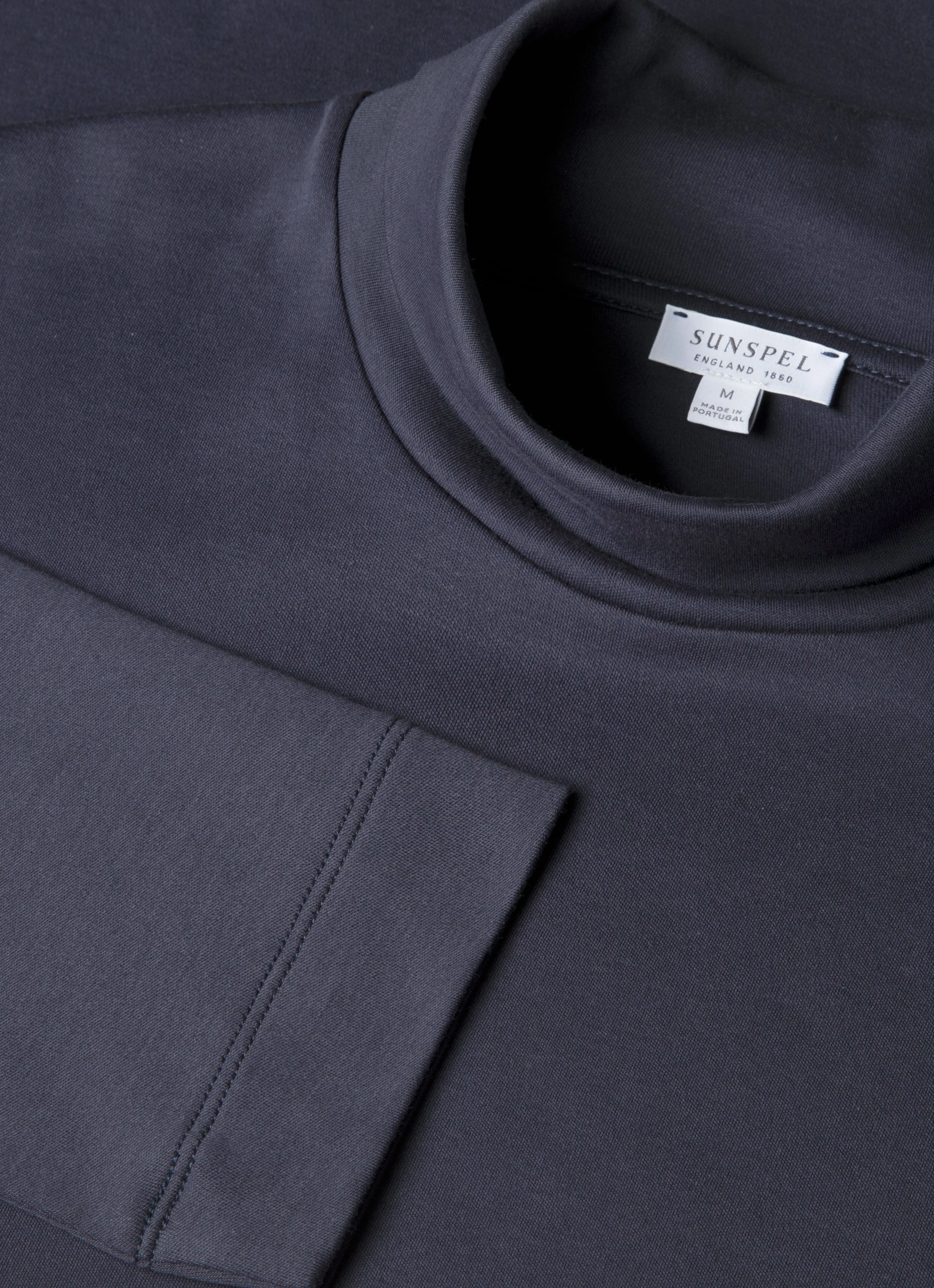 Men's Roll Neck Heavyweight T-shirt in Navy - Image 4