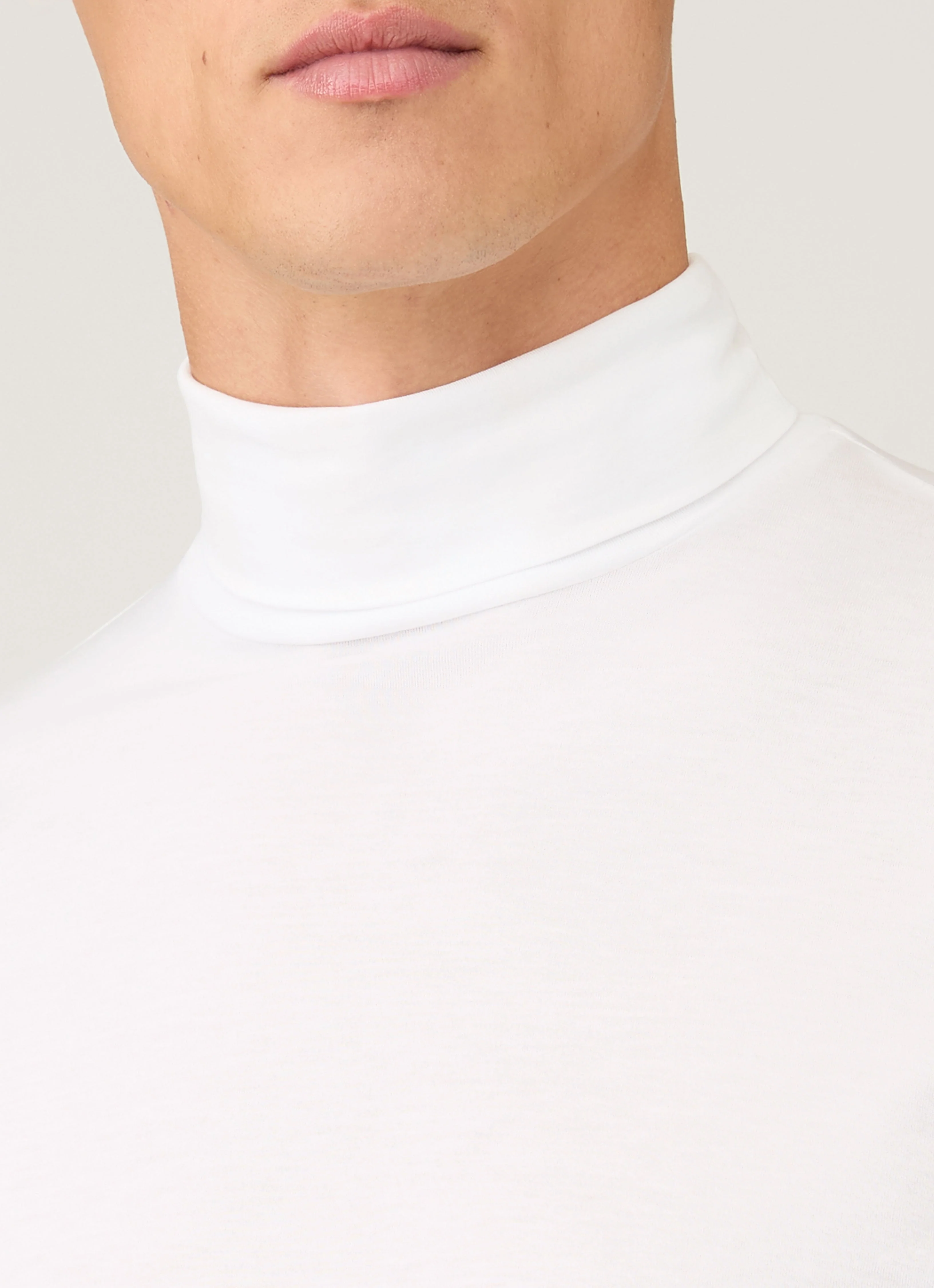 Men's Roll Neck Heavyweight T-shirt in White - Image 5