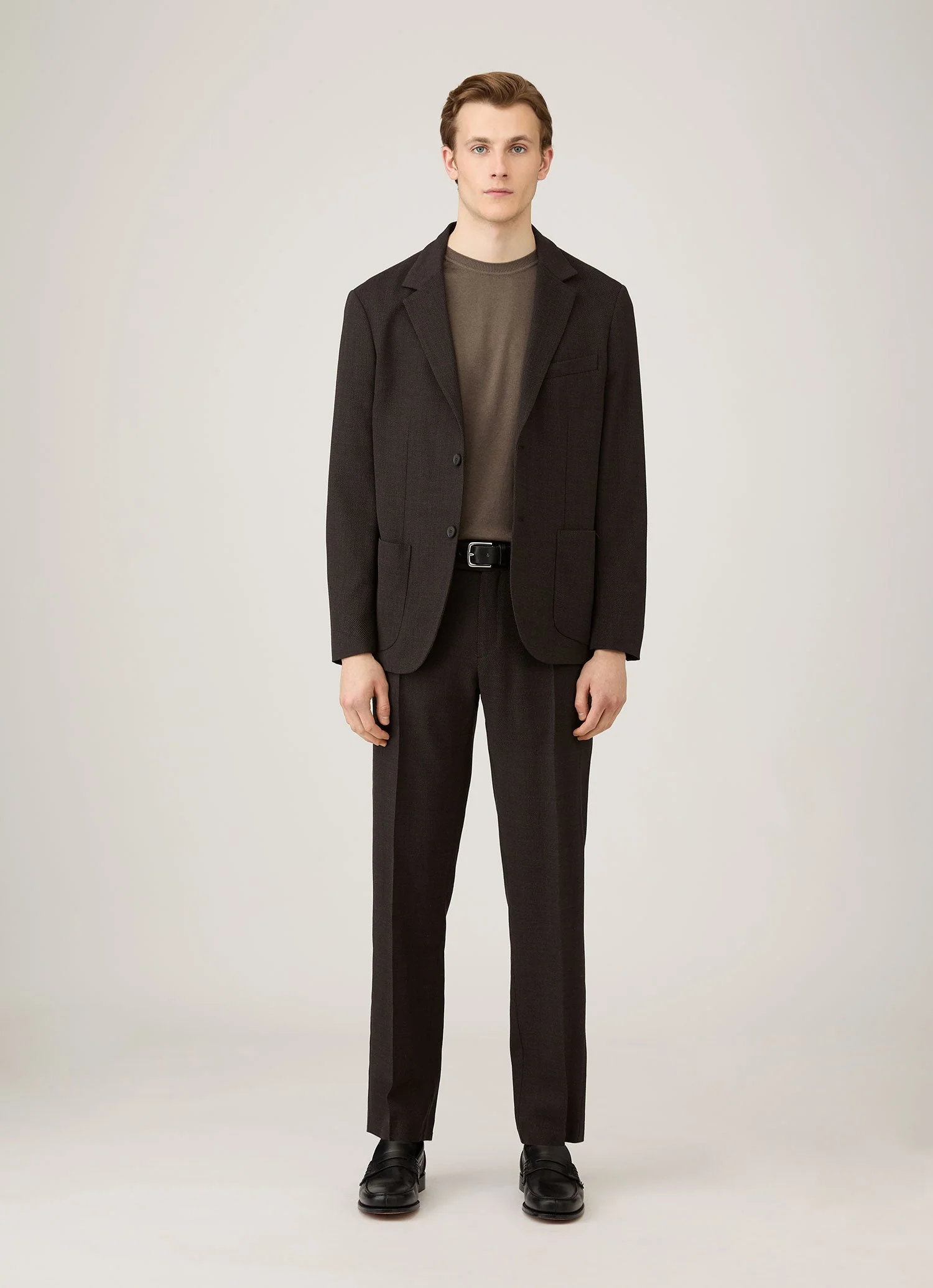 Men's Sea Island Cashmere Crew Neck Jumper in Bark - Image 3