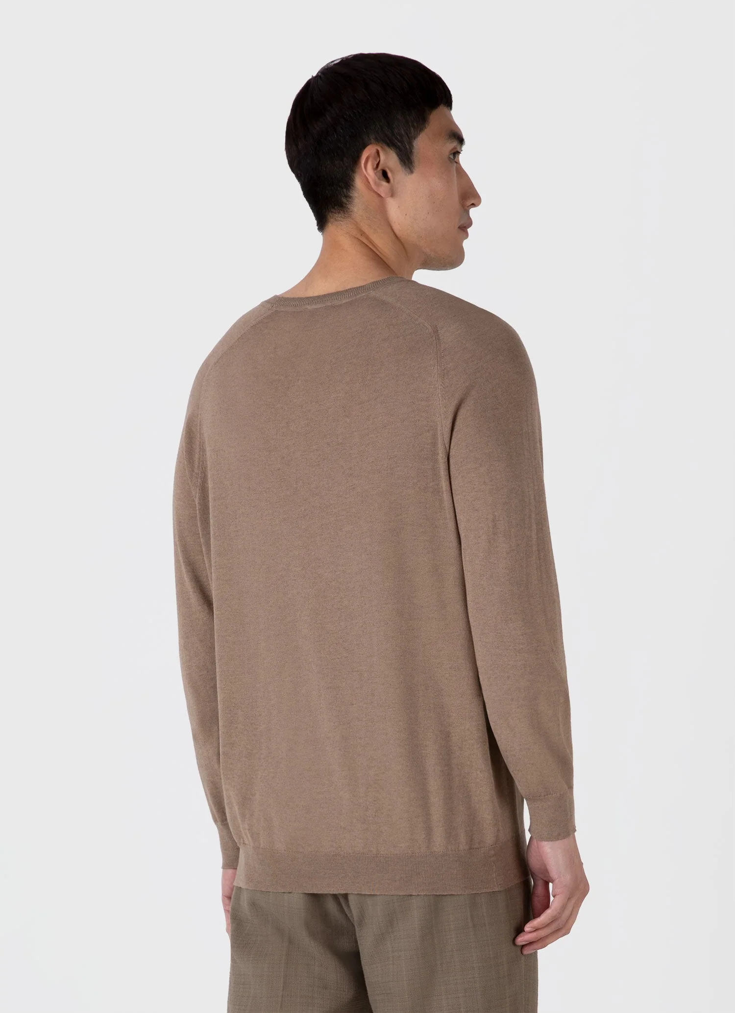 Men's Sea Island Cashmere Crew Neck Jumper in Oat - Image 5