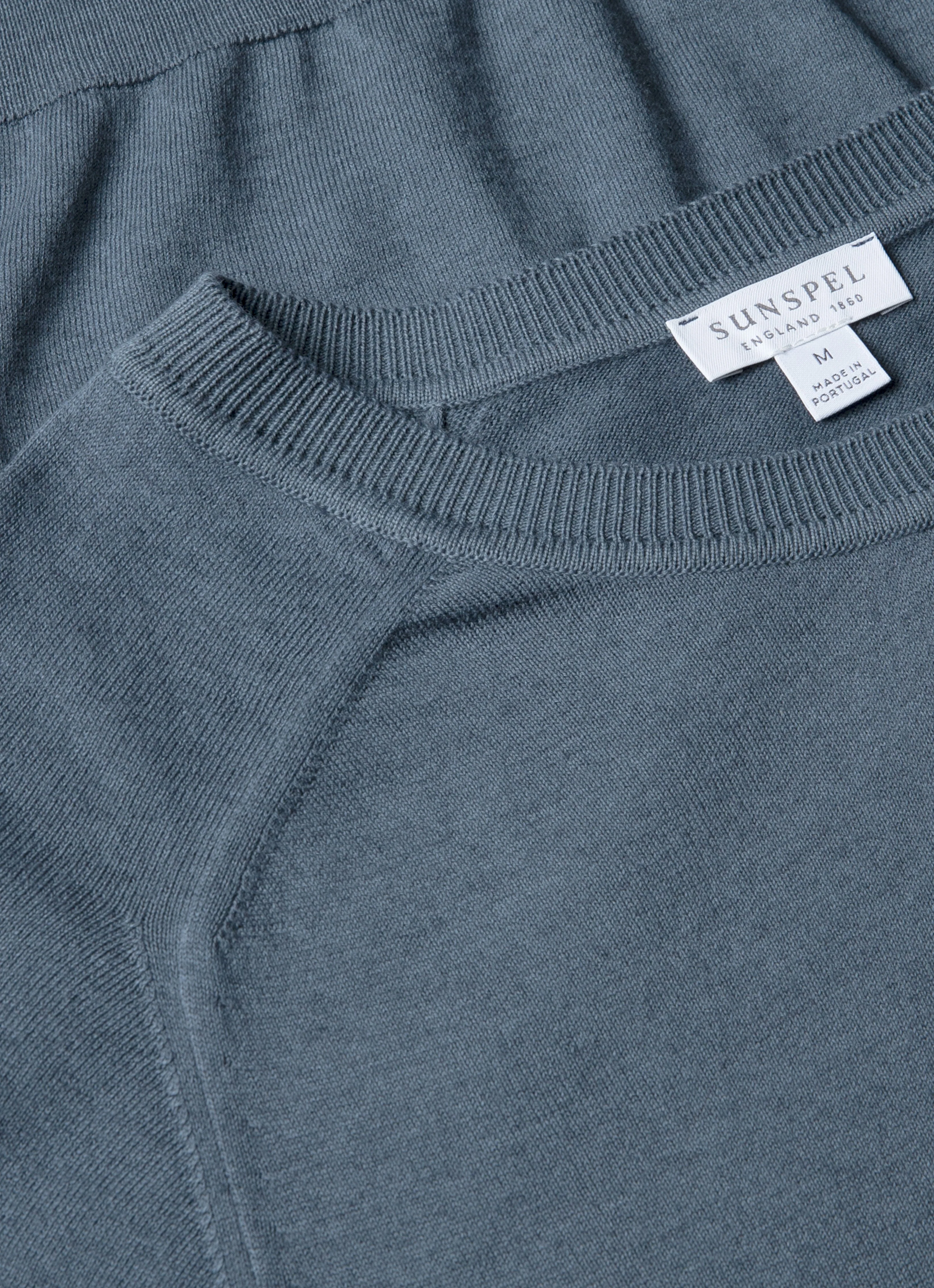 Men's Sea Island Cashmere Crew Neck Jumper in Slate Blue - Image 4