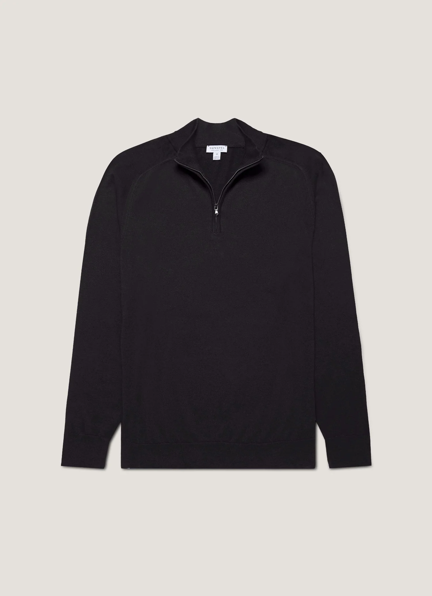 Men's Sea Island Cashmere Half Zip in Black