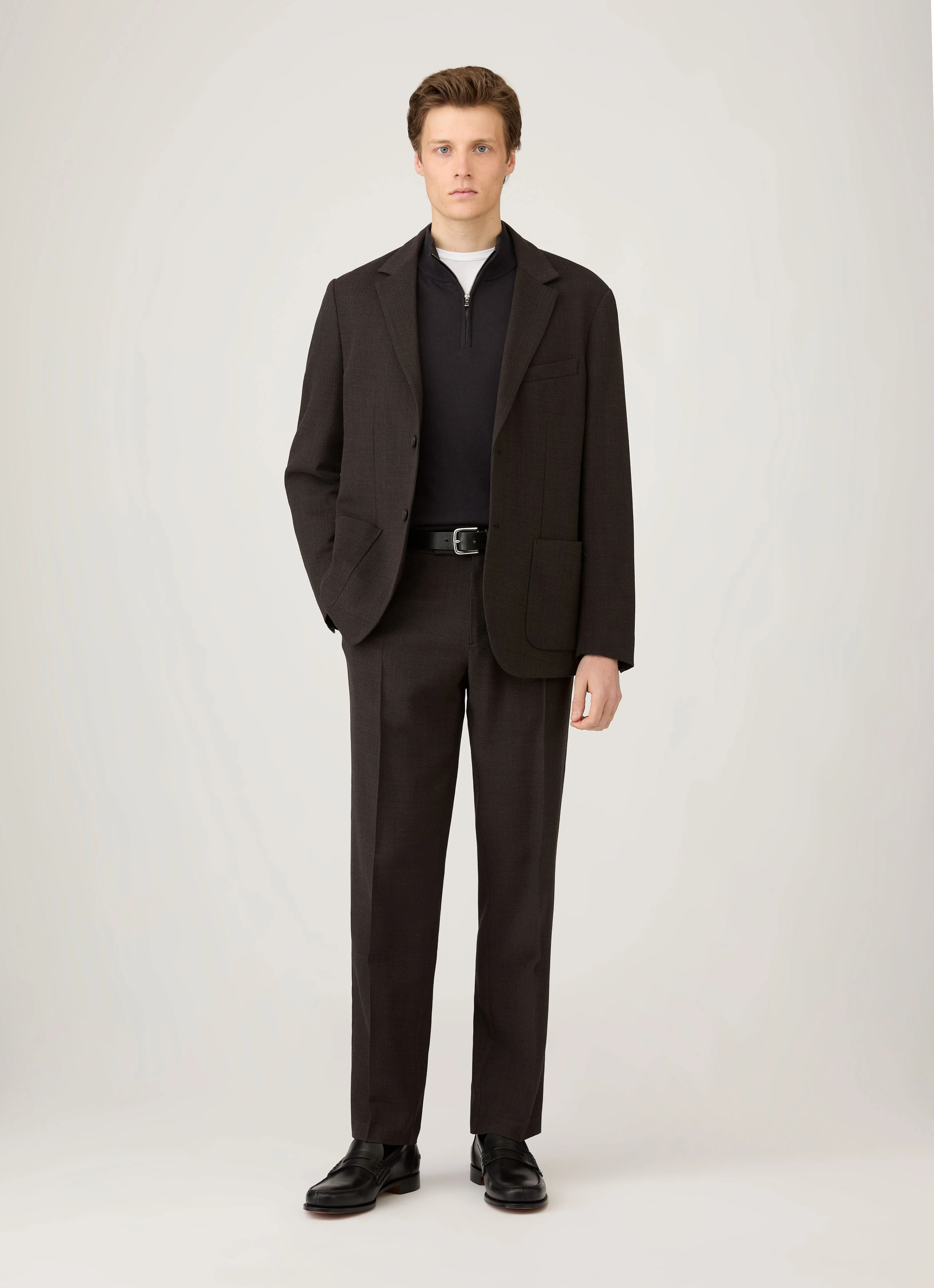 Men's Sea Island Cashmere Half Zip in Black - Image 3