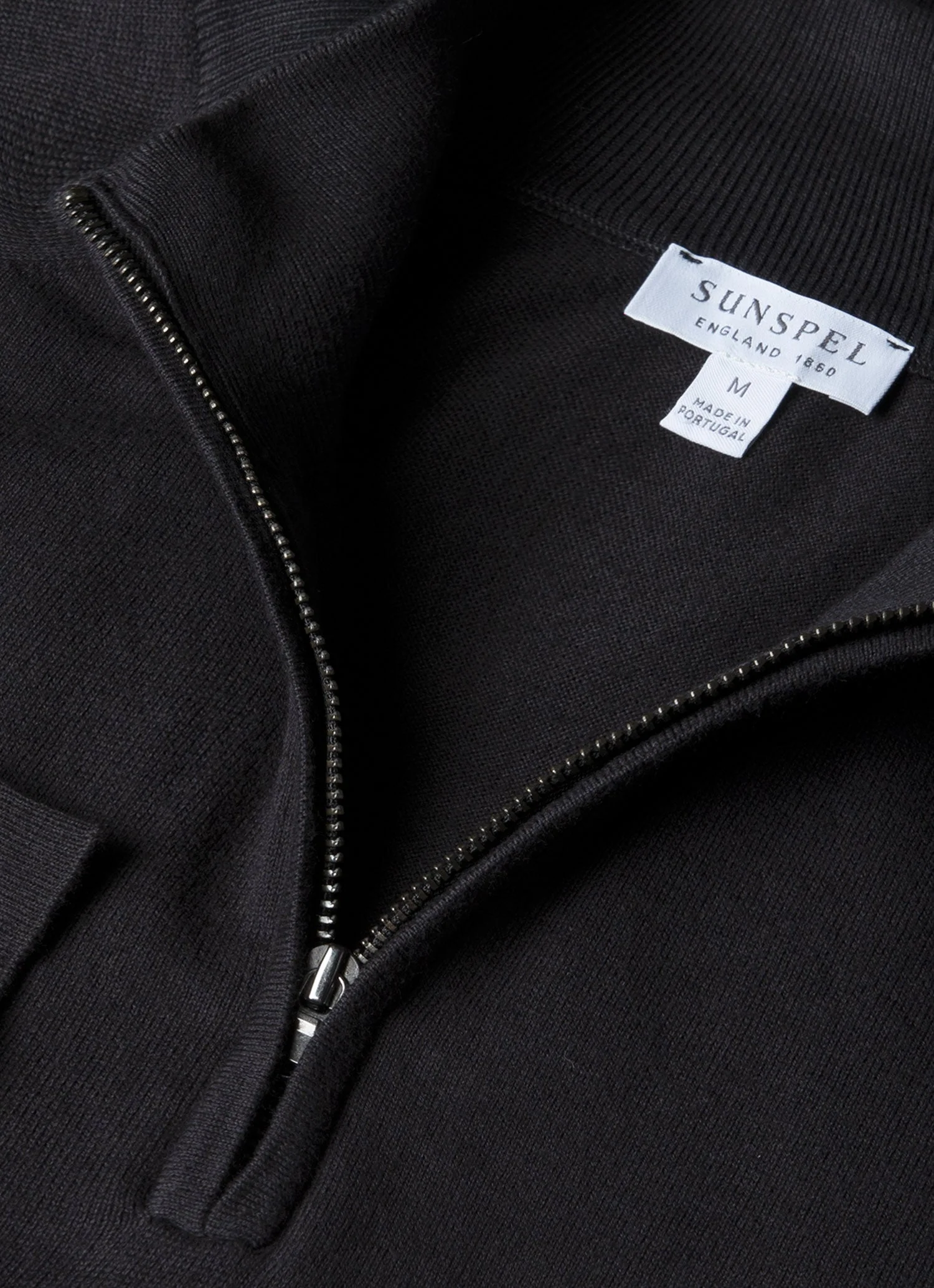 Men's Sea Island Cashmere Half Zip in Black - Image 4