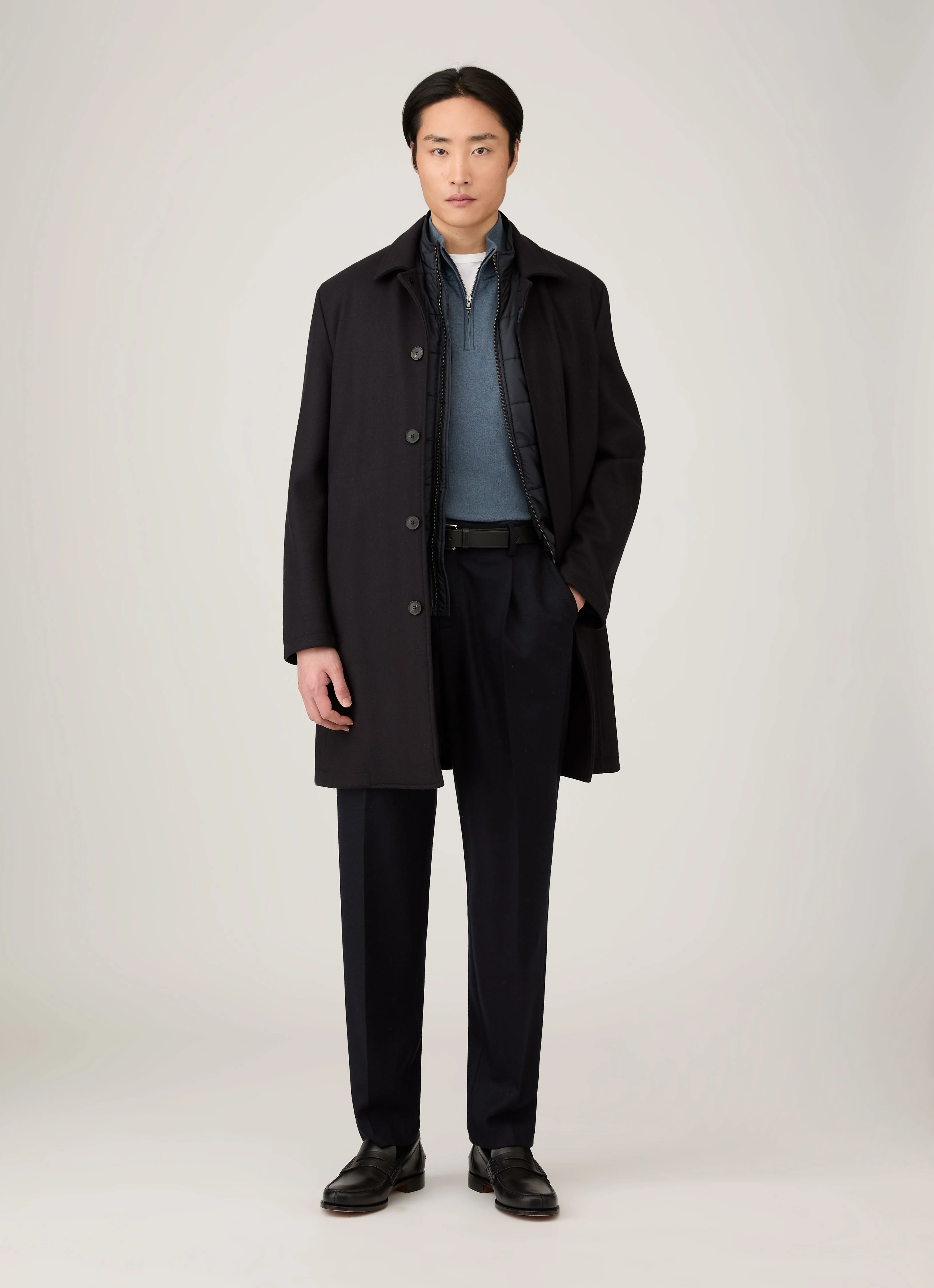 Men's Sea Island Cashmere Half Zip in Slate Blue - Image 3