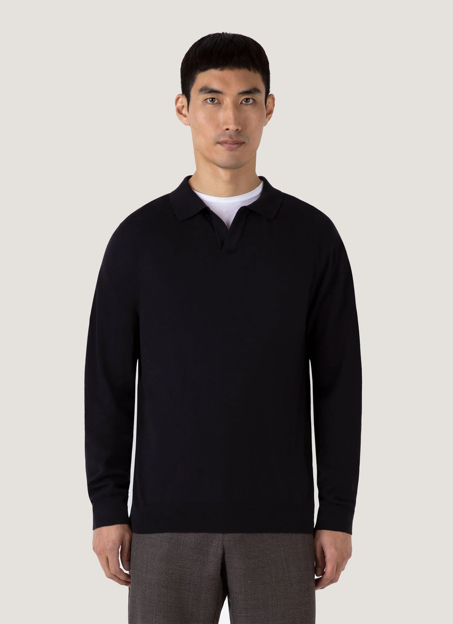Men's Sea Island Cashmere Polo Shirt in Black - Image 2