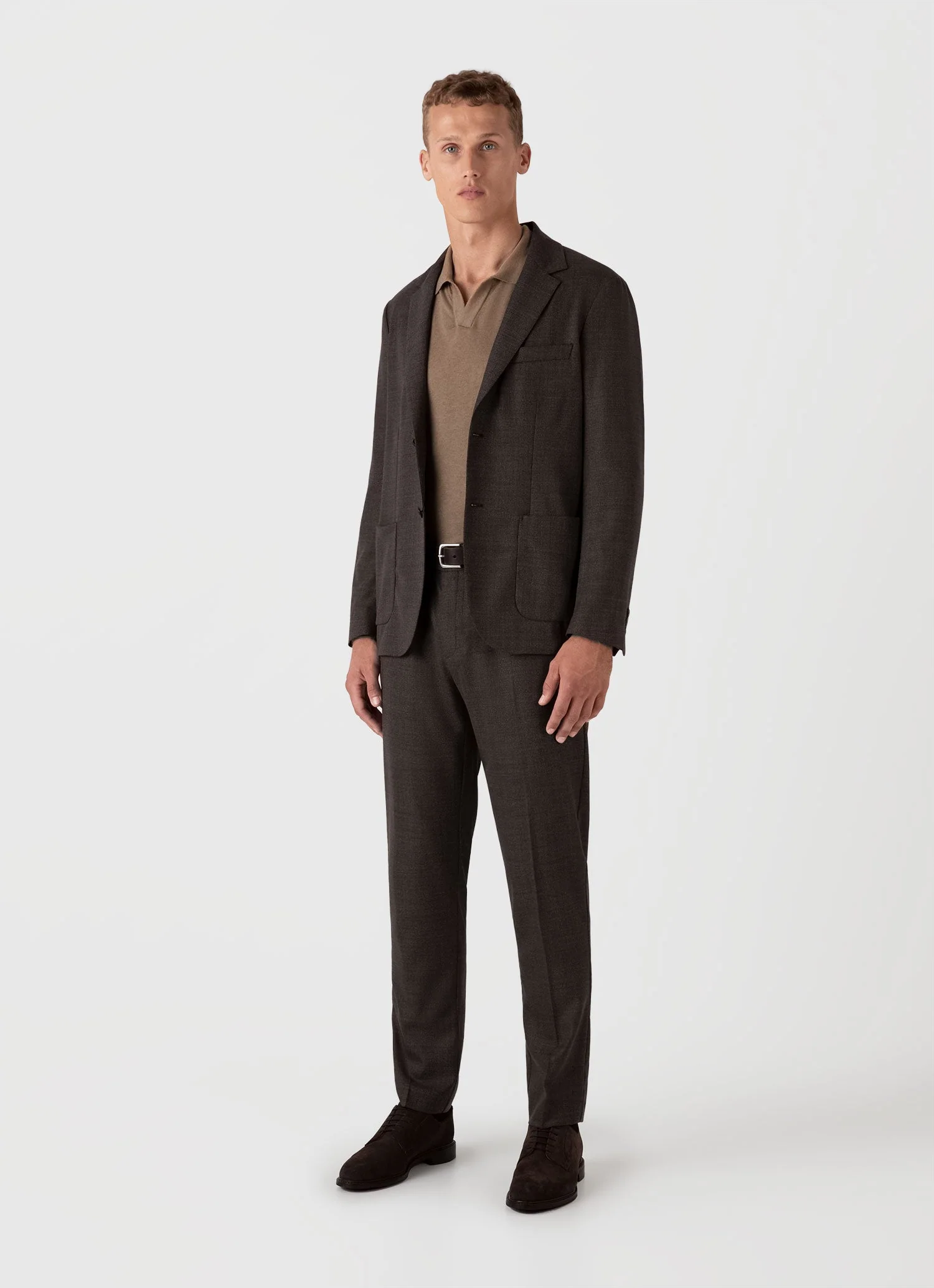 Men's Sea Island Cashmere Polo Shirt in Oat - Image 3