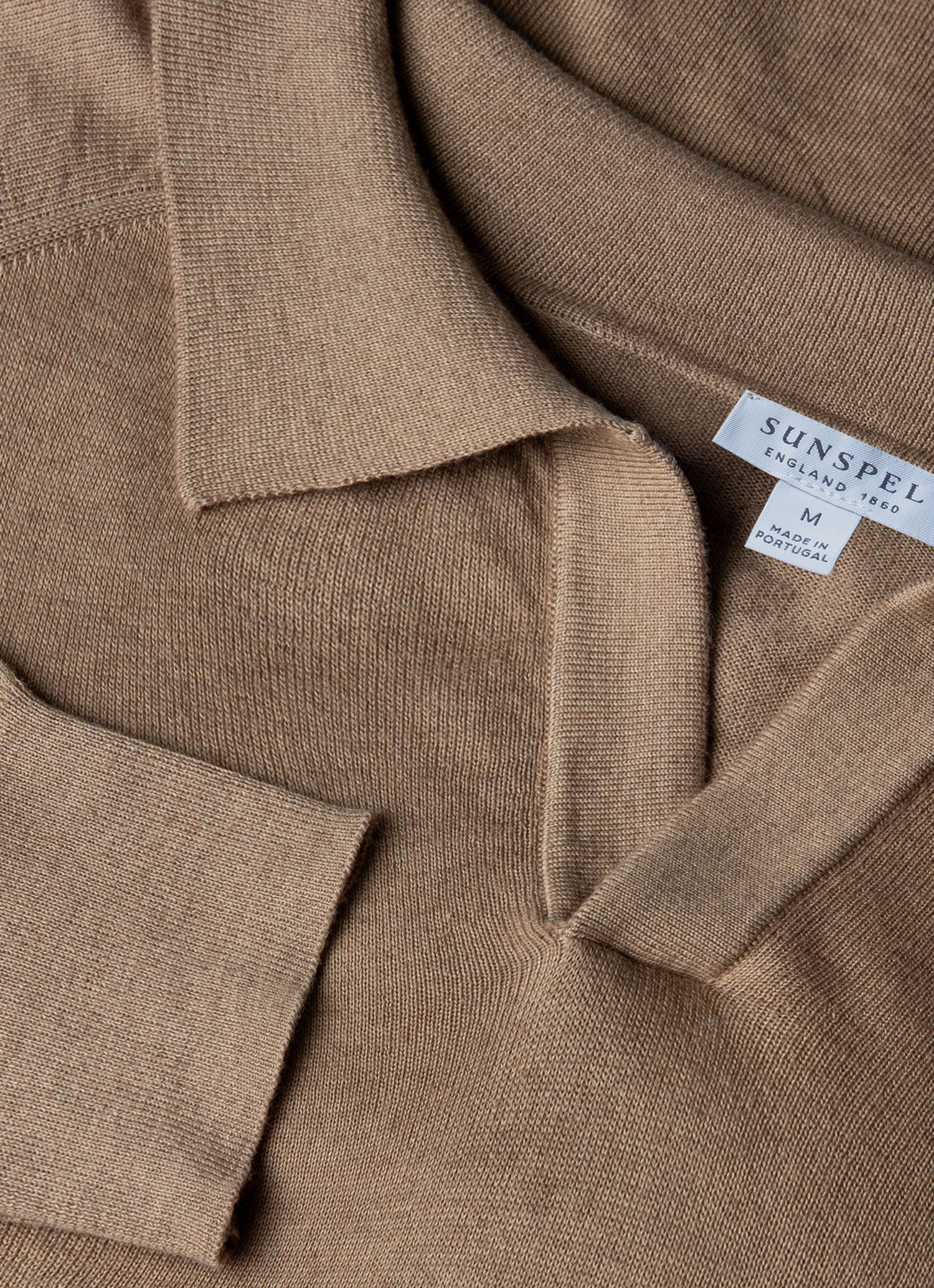 Men's Sea Island Cashmere Polo Shirt in Oat - Image 4