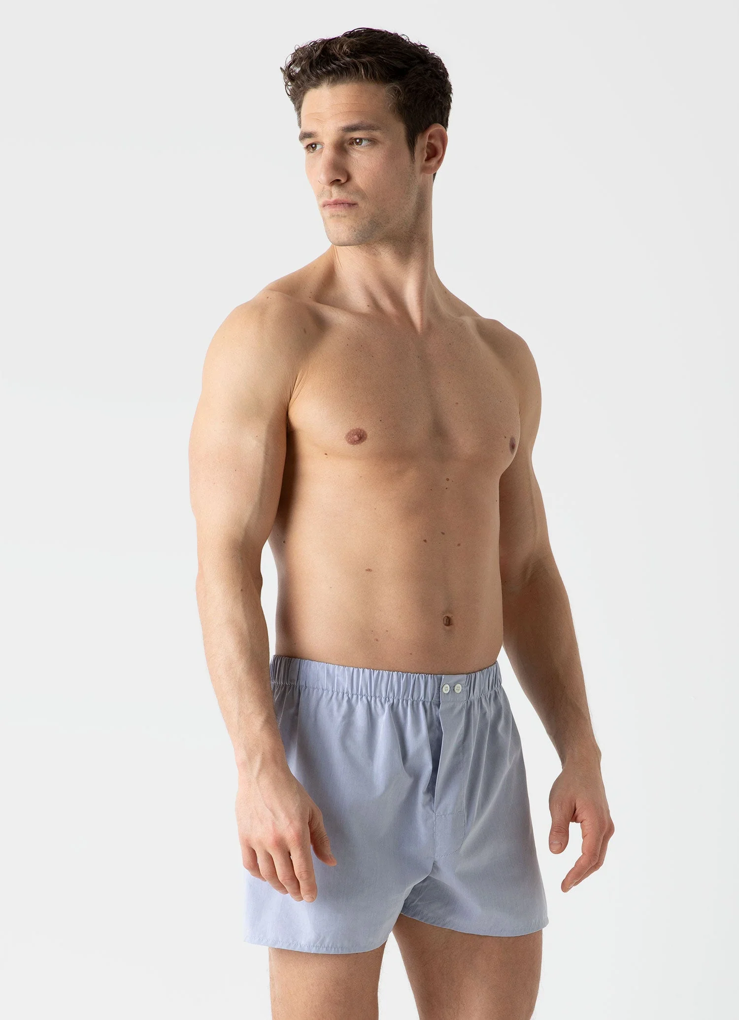 Men's Sea Island Cotton Boxer Short in Light Blue - Image 2