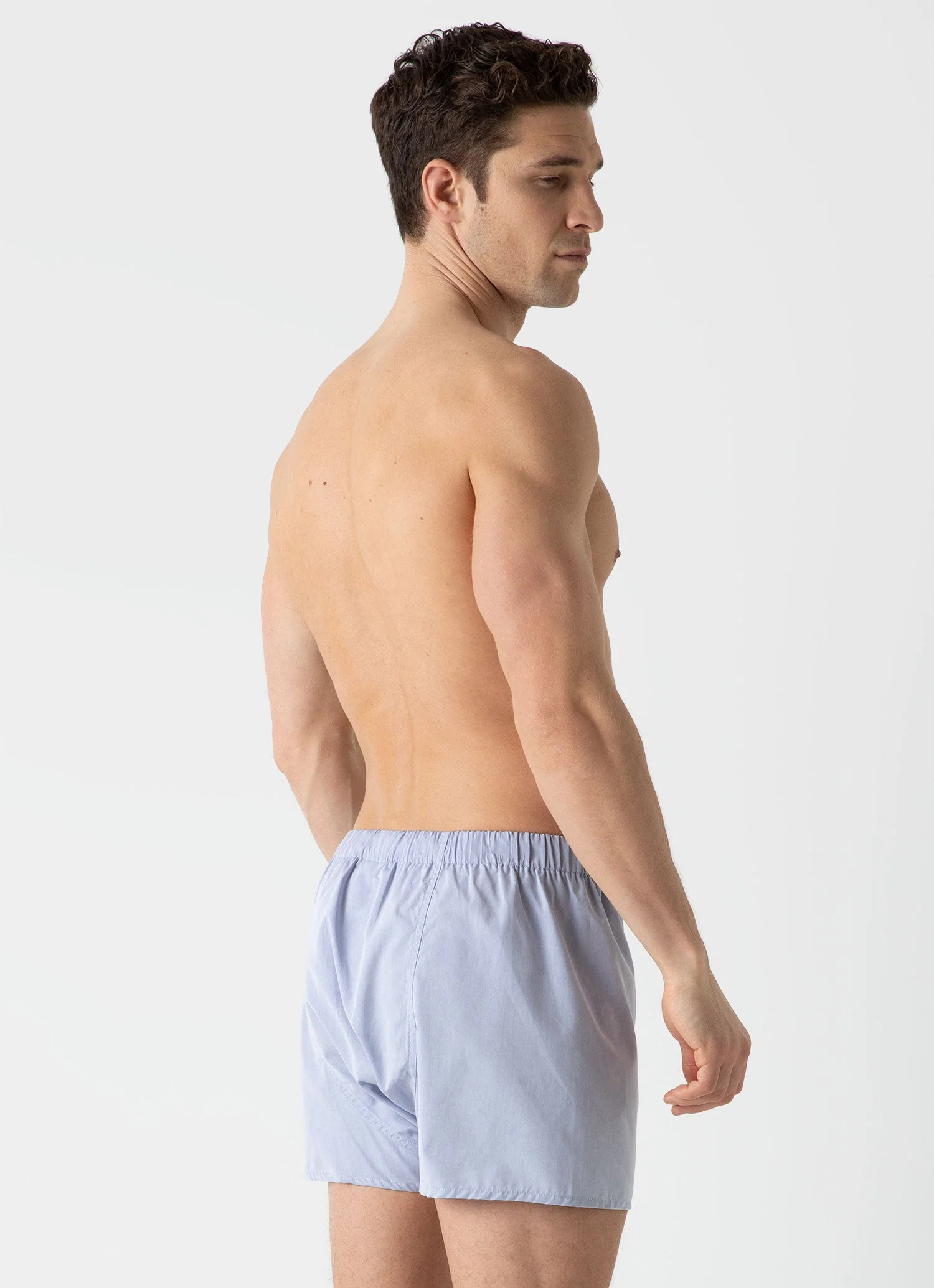 Men's Sea Island Cotton Boxer Short in Light Blue - Image 3