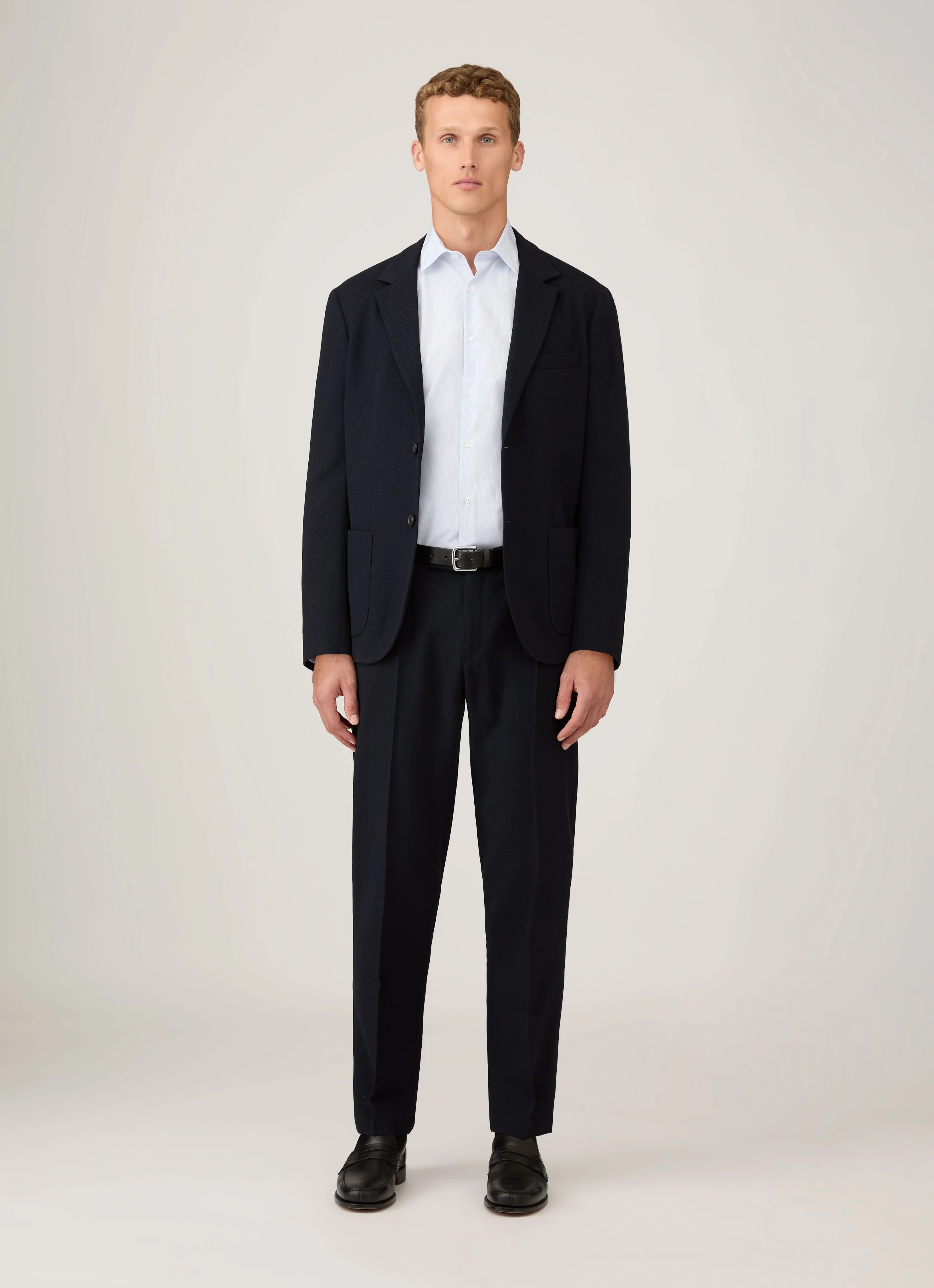 Men's Sea Island Cotton Shirt in Ink Blue - Image 3