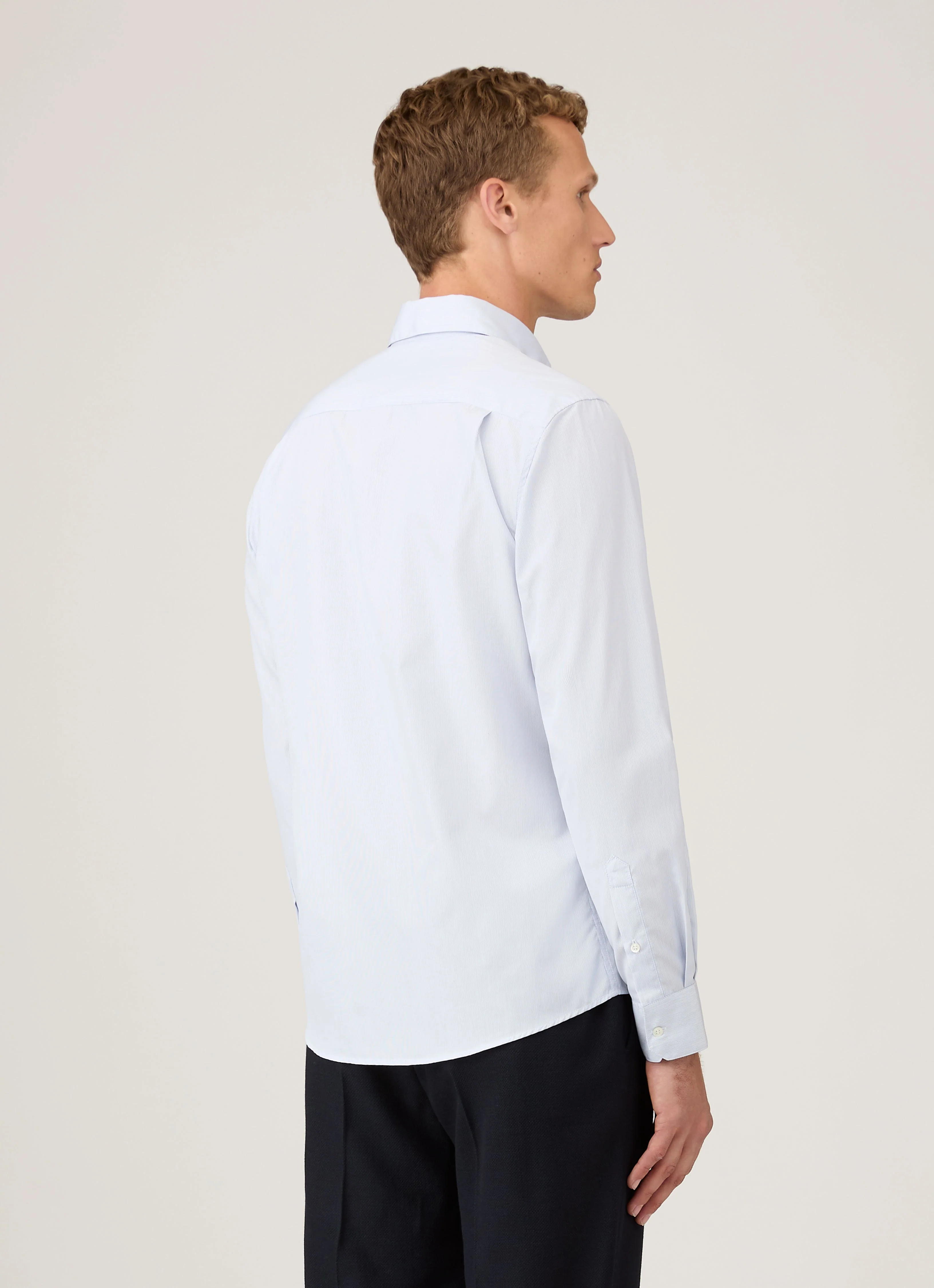 Men's Sea Island Cotton Shirt in Ink Blue - Image 5
