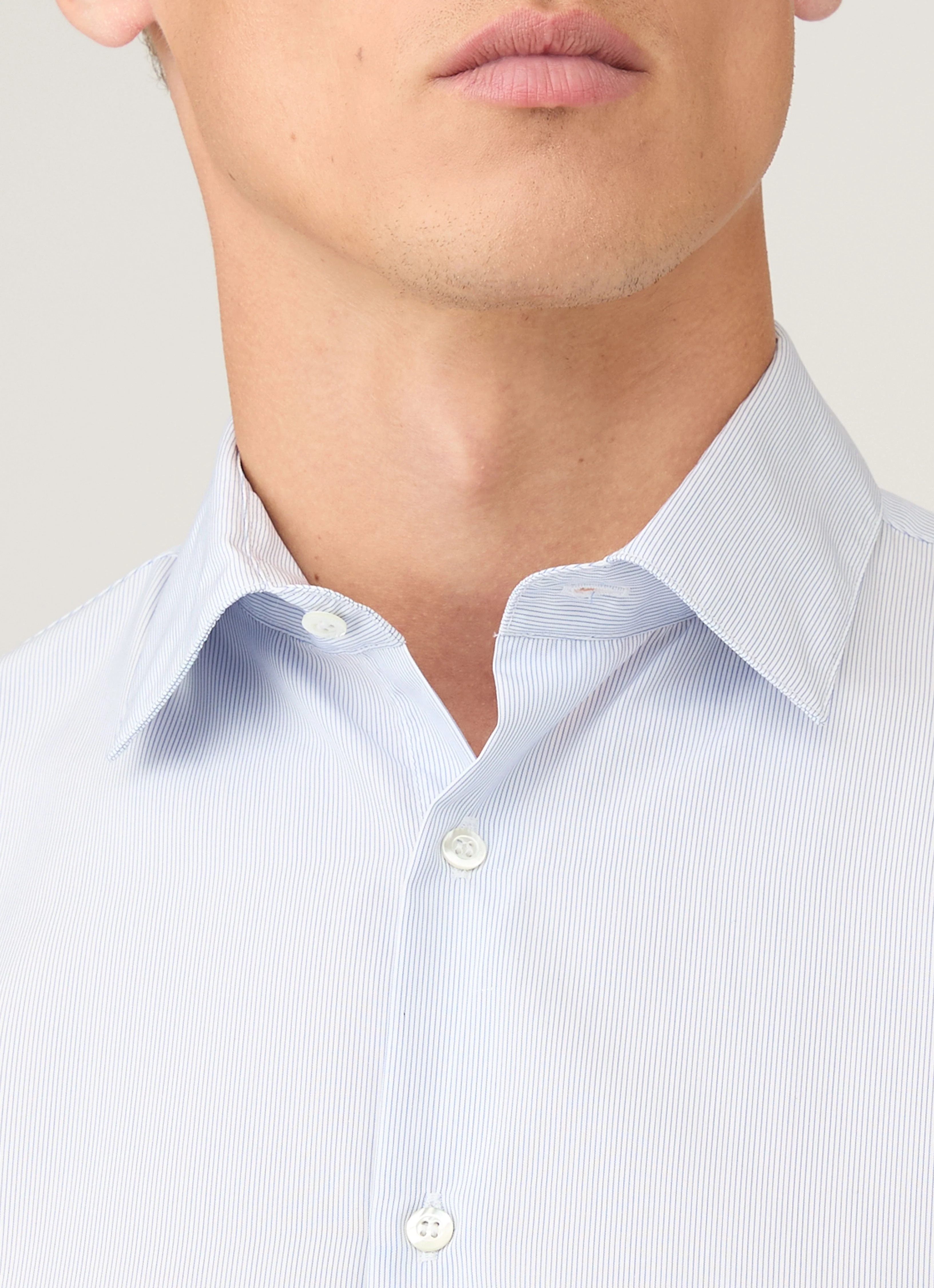 Men's Sea Island Cotton Shirt in Ink Blue - Image 6