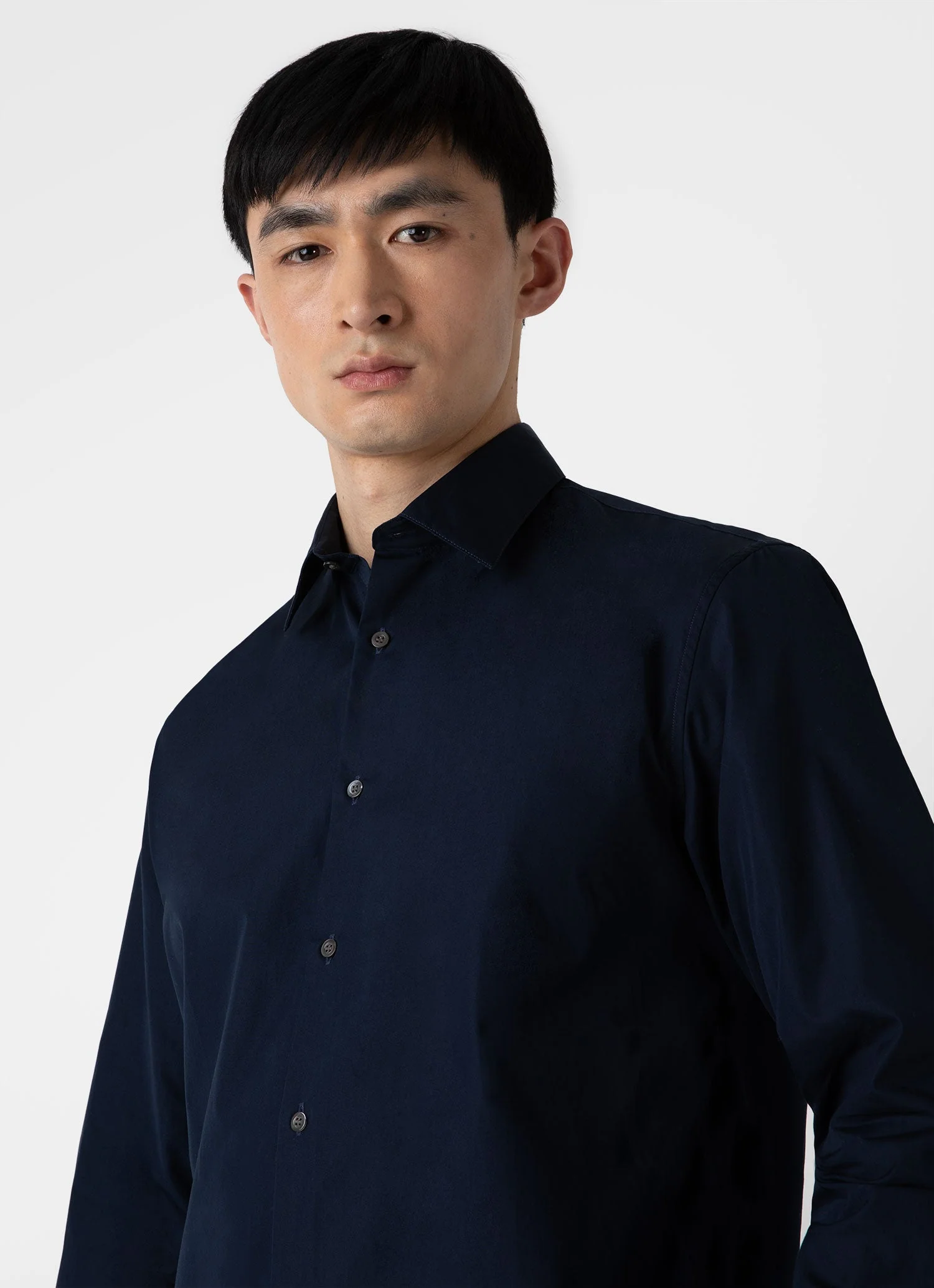 Men's Sea Island Cotton Shirt in Navy - Image 6