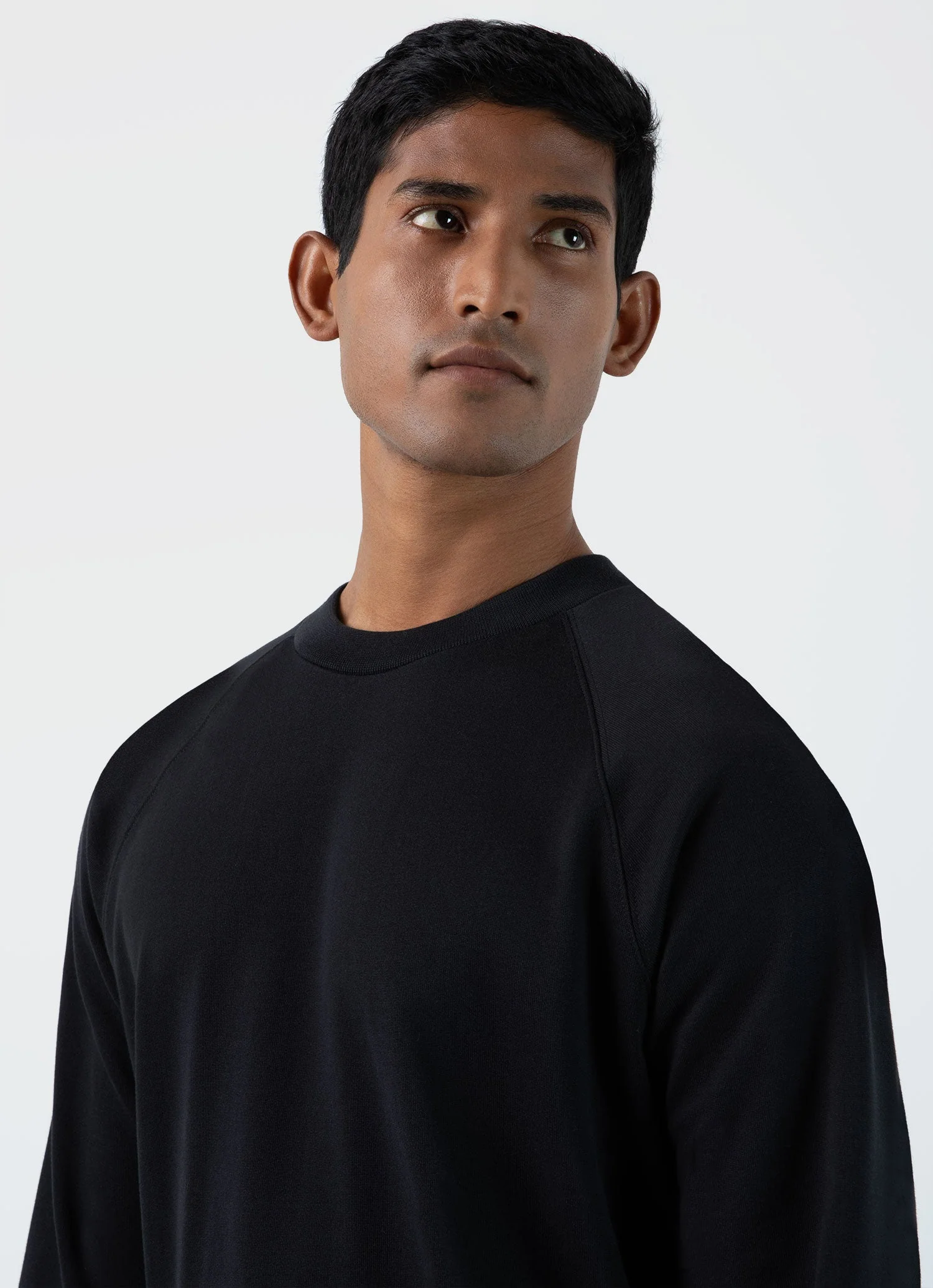 Men's Sea Island Cotton Sweatshirt in Black - Image 5