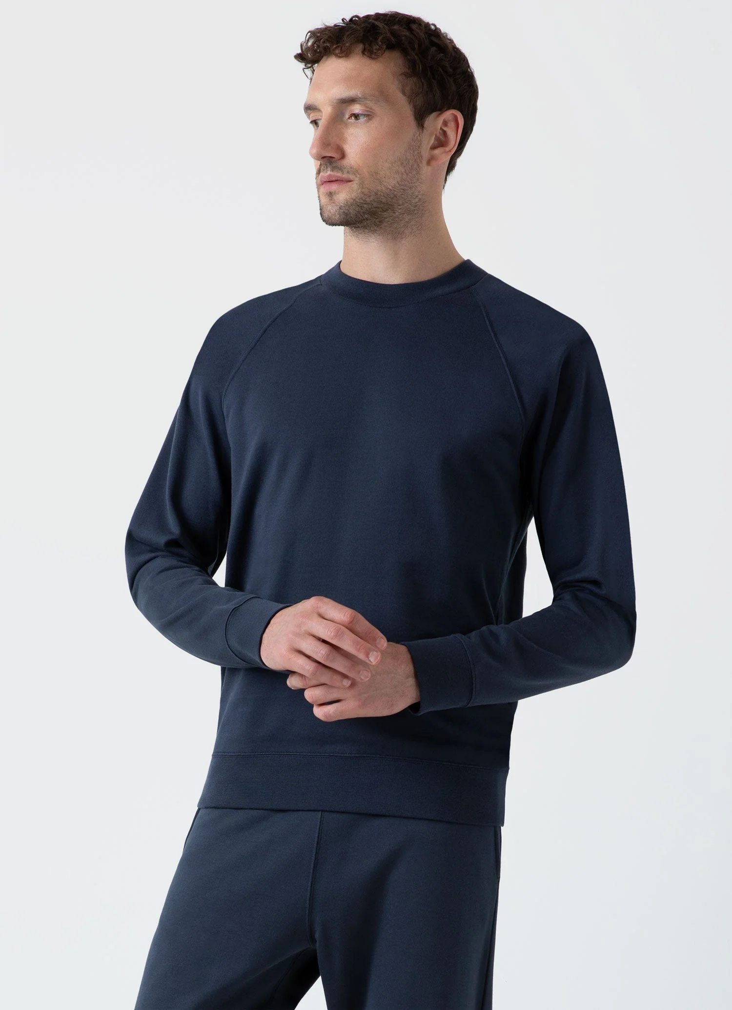 Men's Sea Island Cotton Sweatshirt in Navy - Image 2