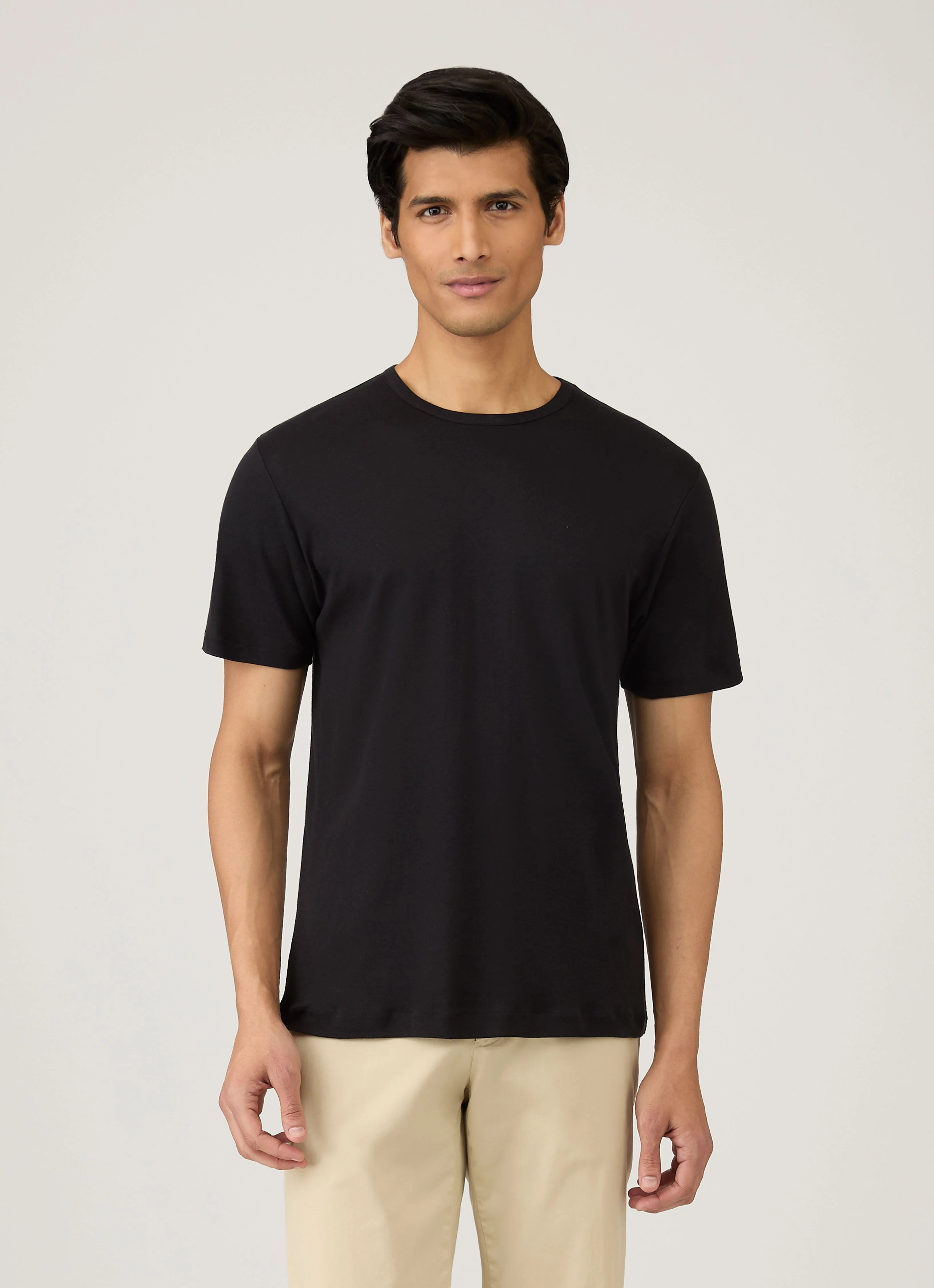 Men's Sea Island Cotton T-shirt in Black - Image 2