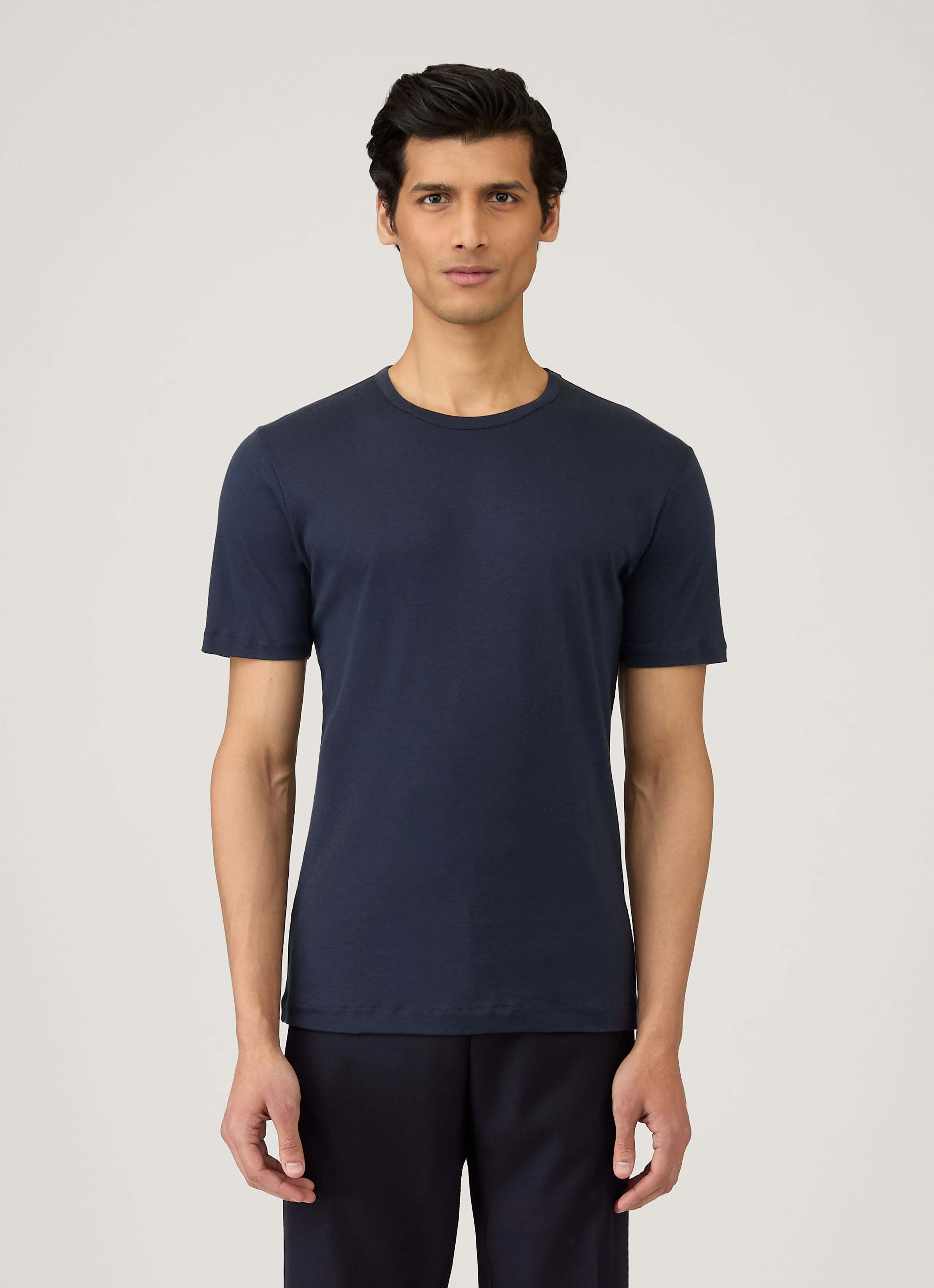 Men's Sea Island Cotton T-shirt in Navy - Image 2