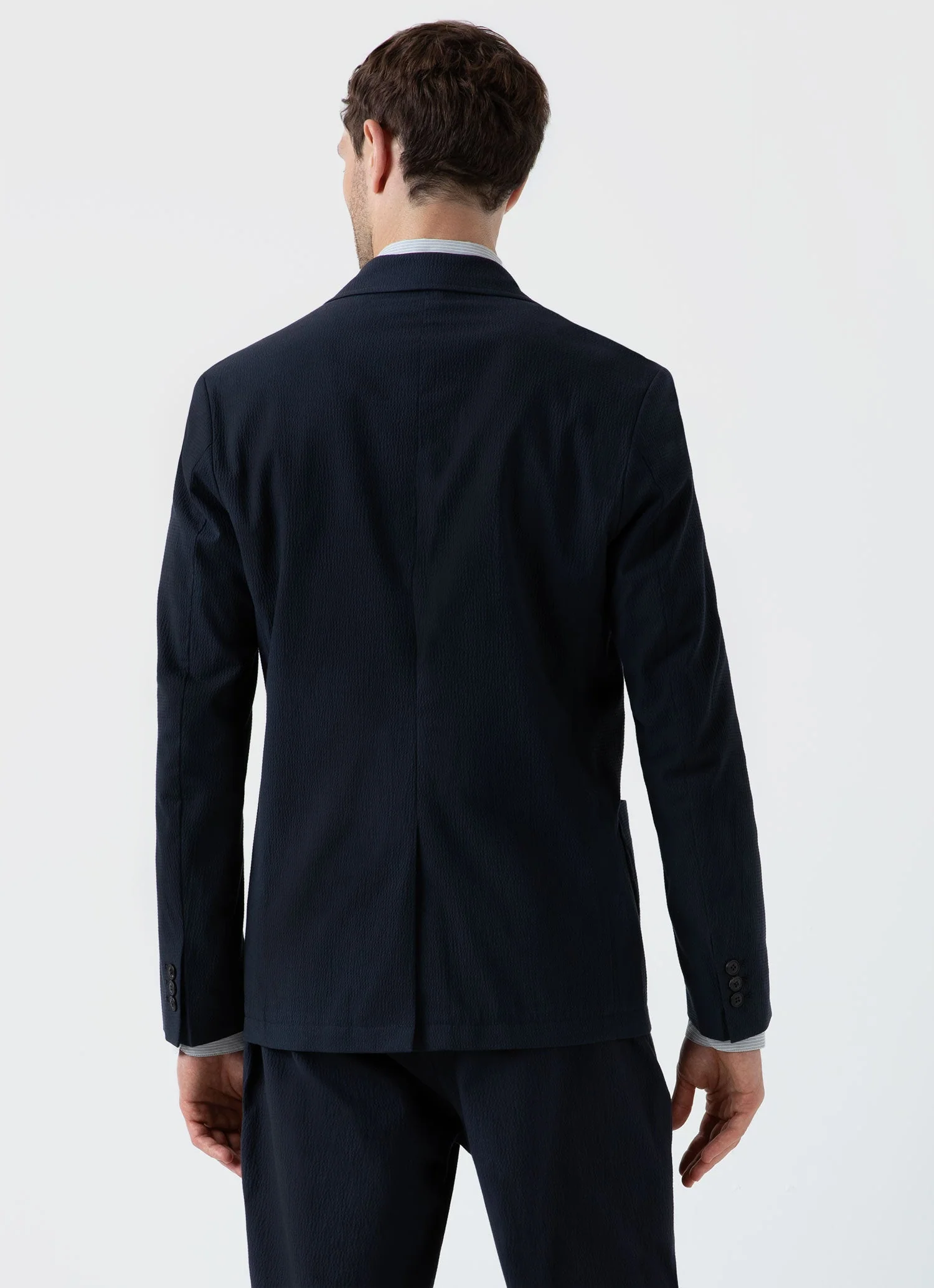 Men's Seersucker Blazer in Navy - Image 5
