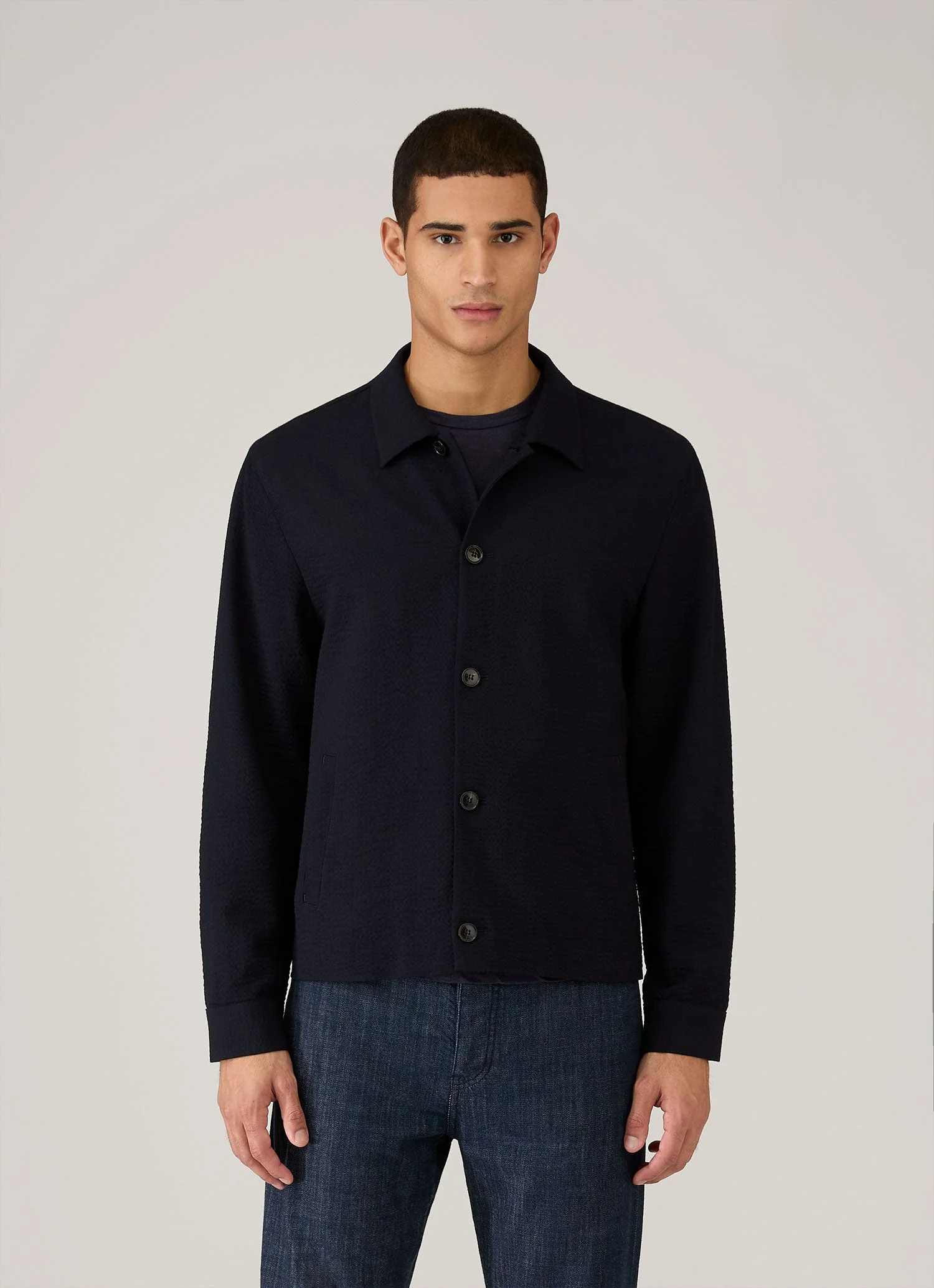 Men's Seersucker Jacket in Navy - Image 2