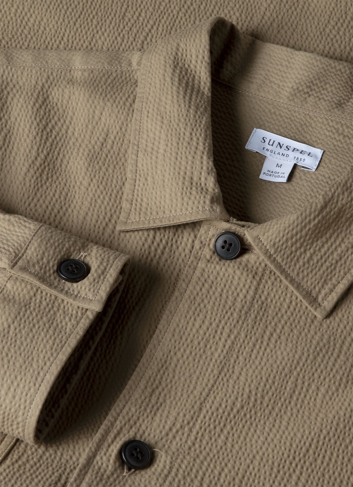Men's Seersucker Overshirt in Dark Stone - Image 4
