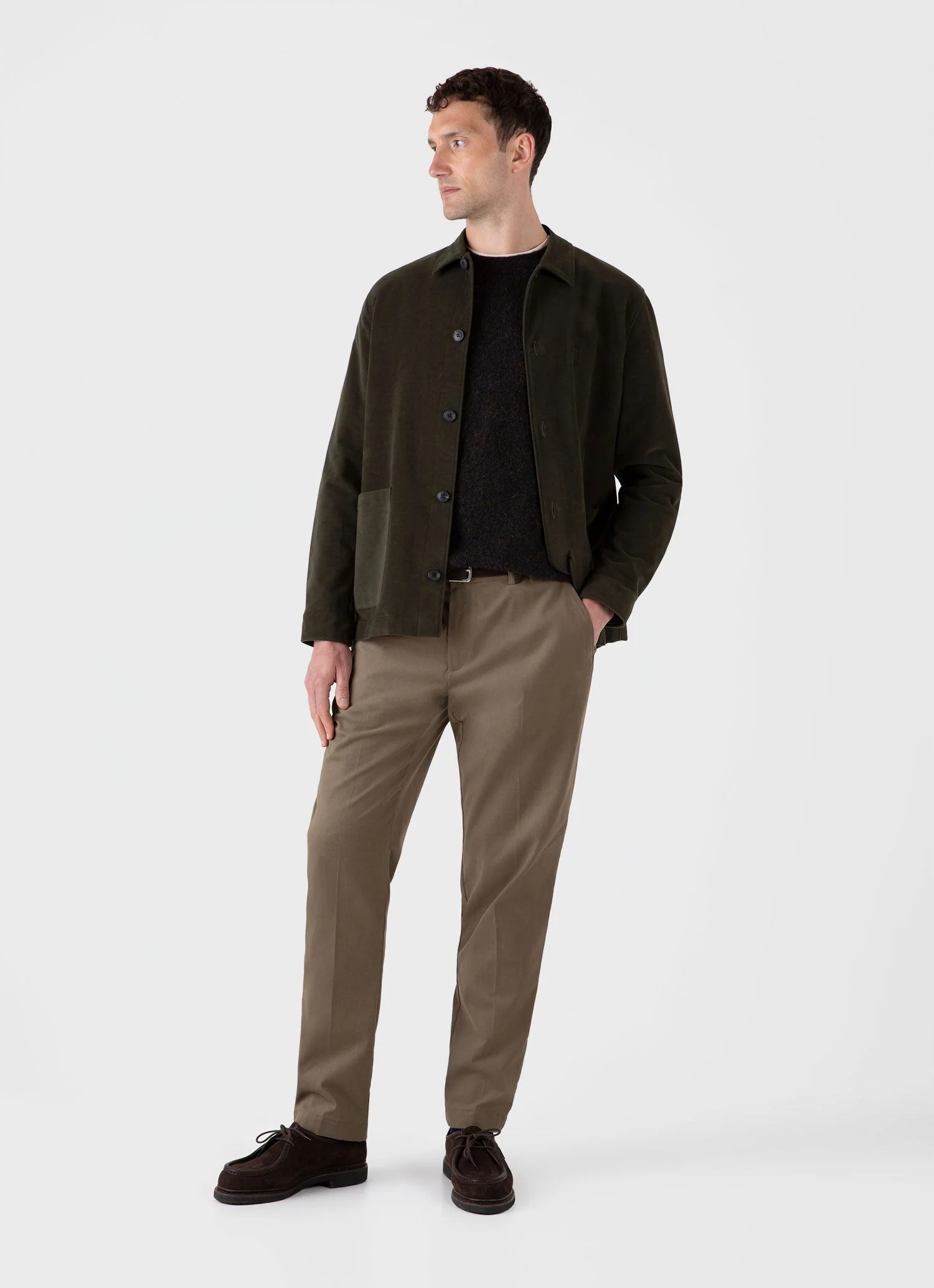 Men's Shetland Crew Neck Jumper in Midnight Melange - Image 3