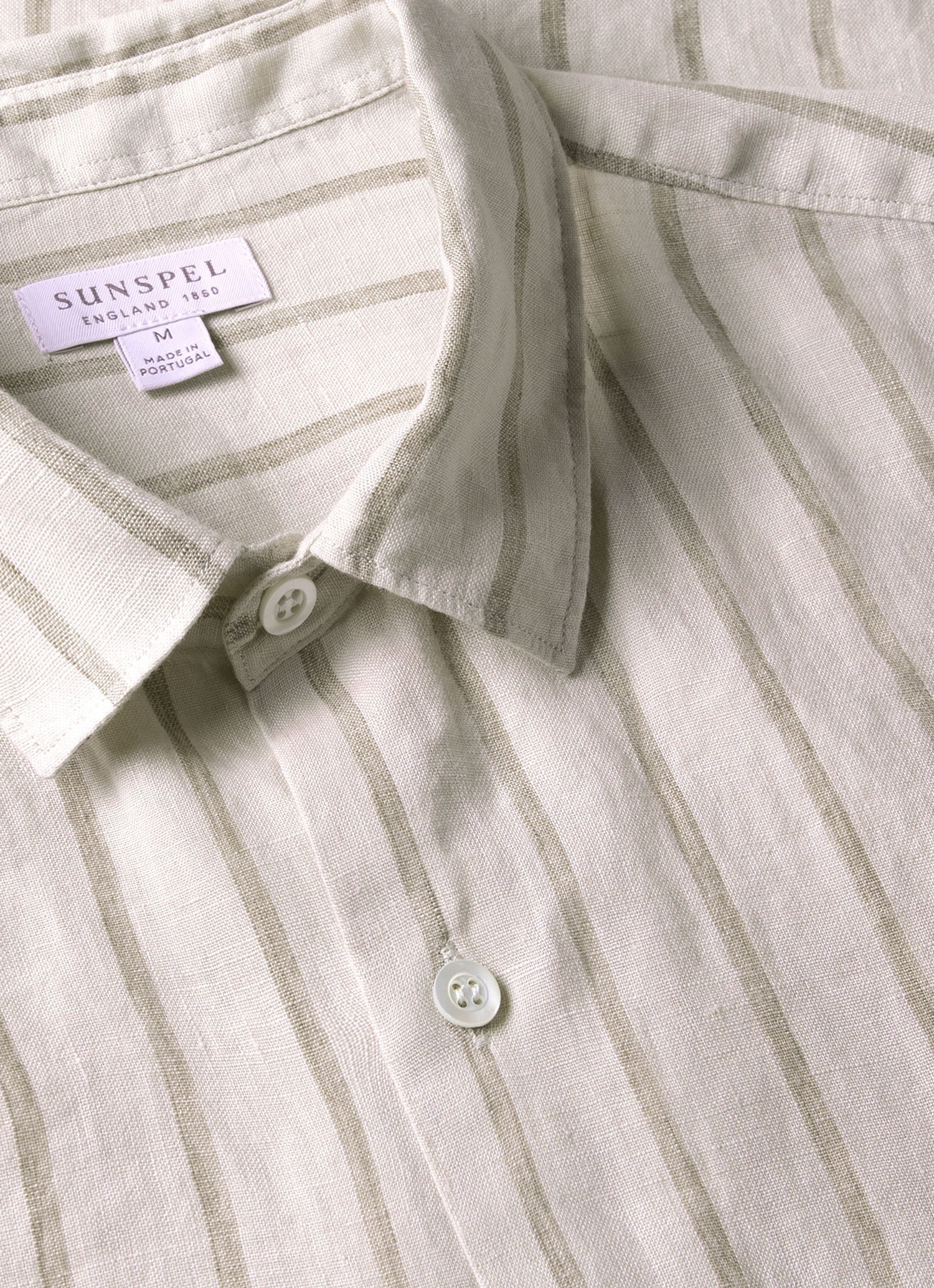 Men's Short Sleeve Linen Shirt in Dune/Ecru - Image 4