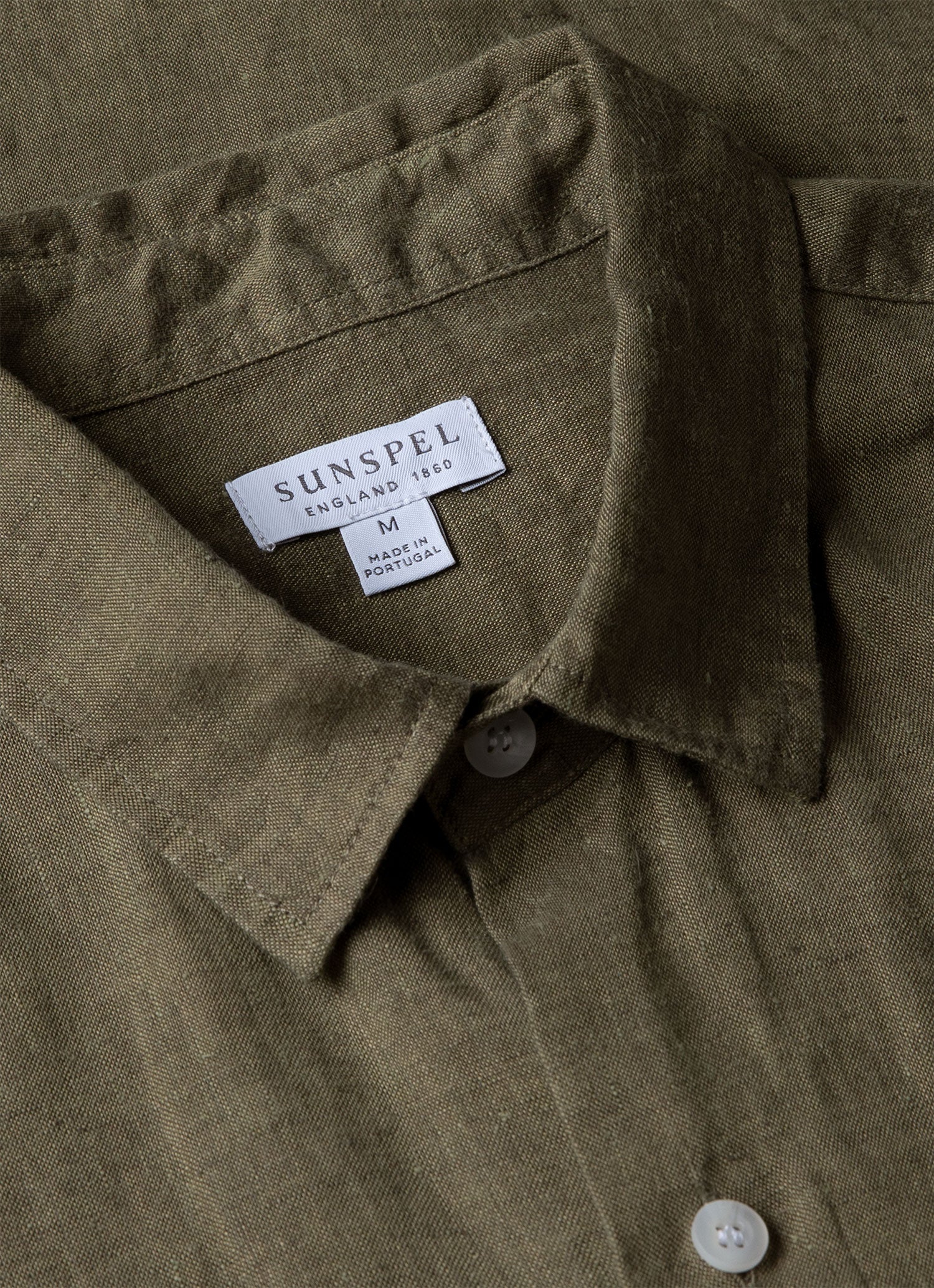 Men's Short Sleeve Linen Shirt in Khaki - Image 4