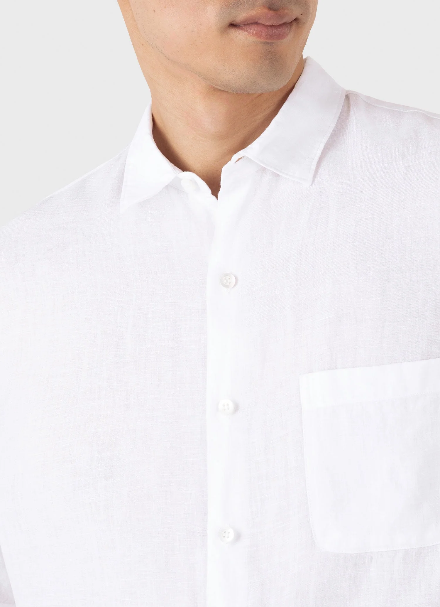 Men's Short Sleeve Linen Shirt in White - Image 6