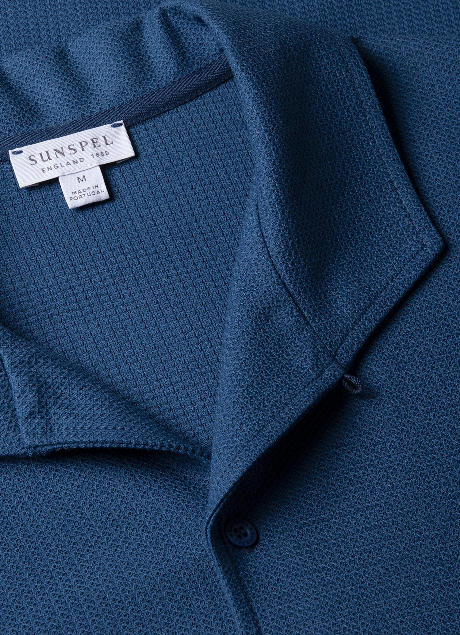 Men's Short Sleeve Textured Jersey Shirt in Soft Denim - Image 4