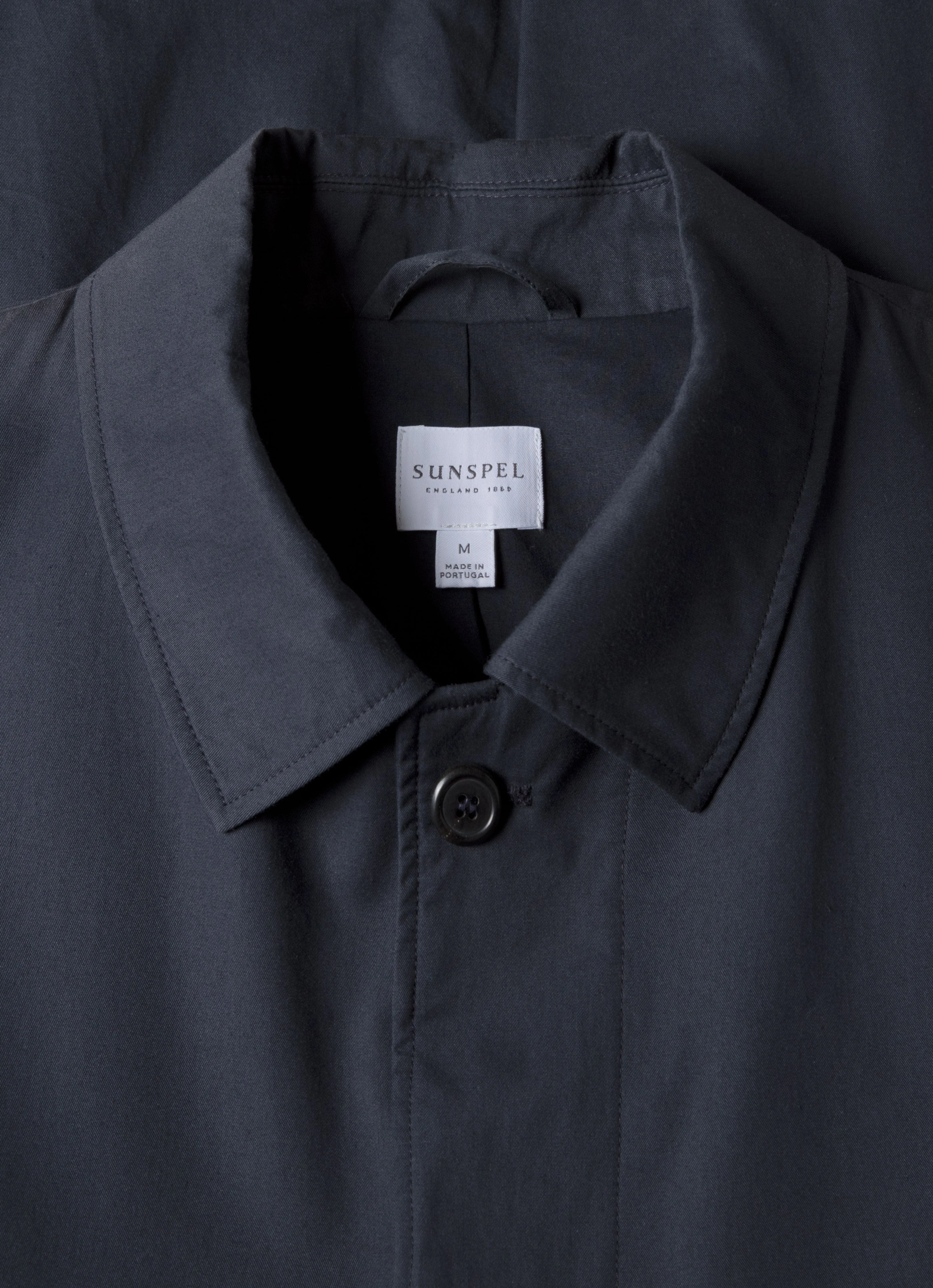 Men's Showerproof Cotton Mac in Navy - Image 4