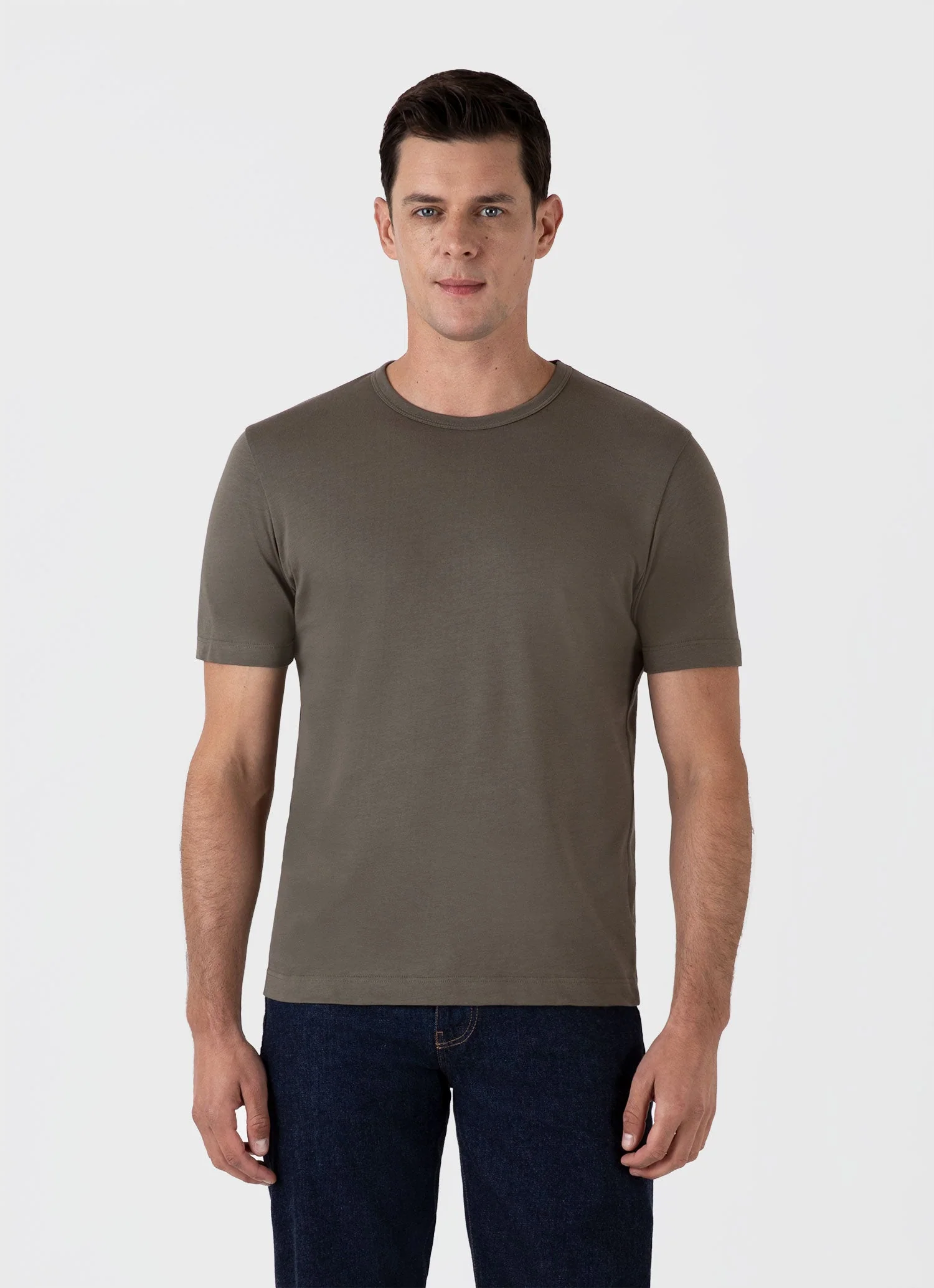 Men's Single Jersey T-shirt in Khaki - Image 2
