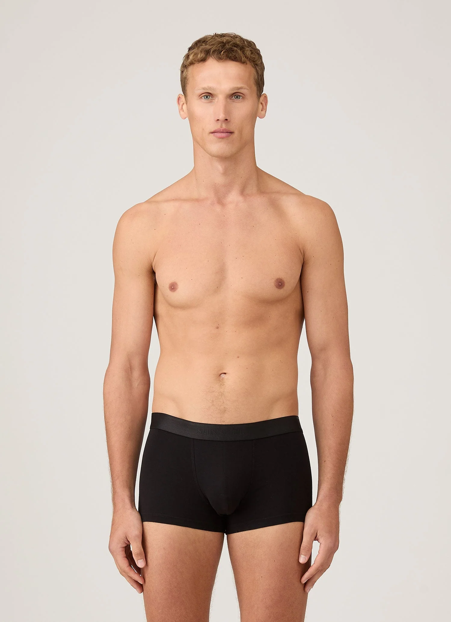 Men's Stretch Cotton Trunks in Black - Image 2