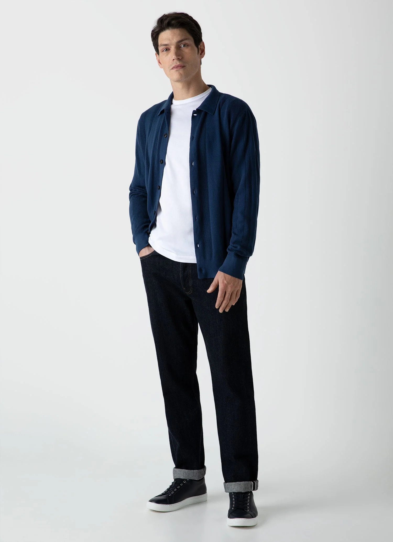 Men's Rib Knit Jacket in Coast - Image 3