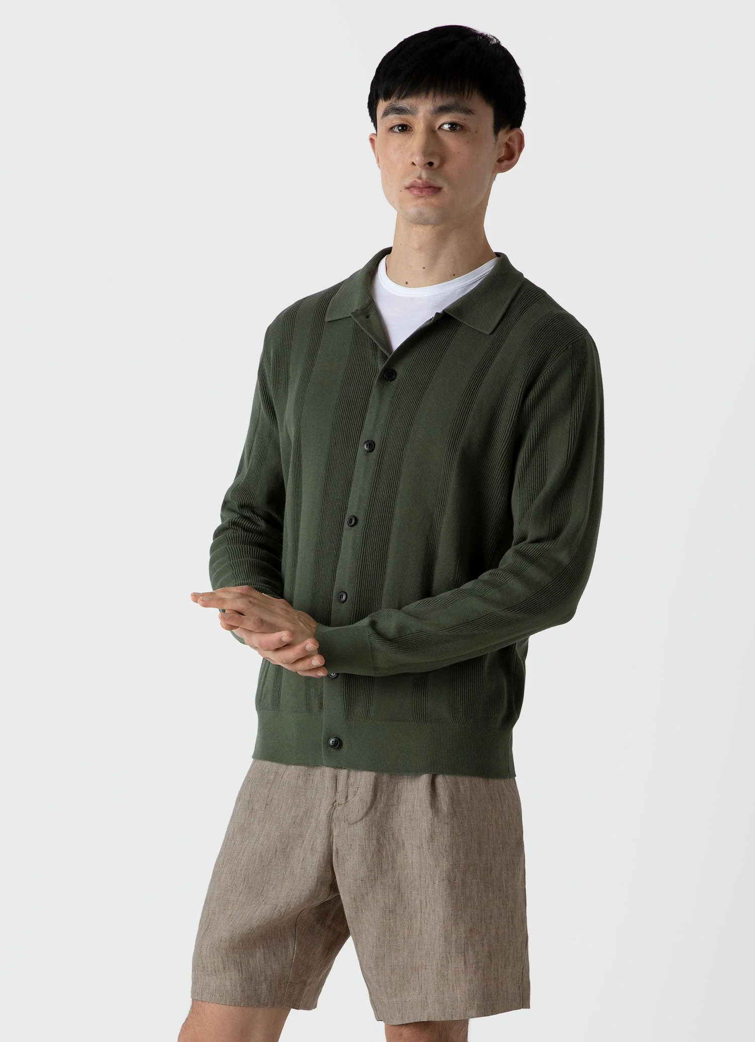Men's Rib Knit Jacket in Hunter Green - Image 2
