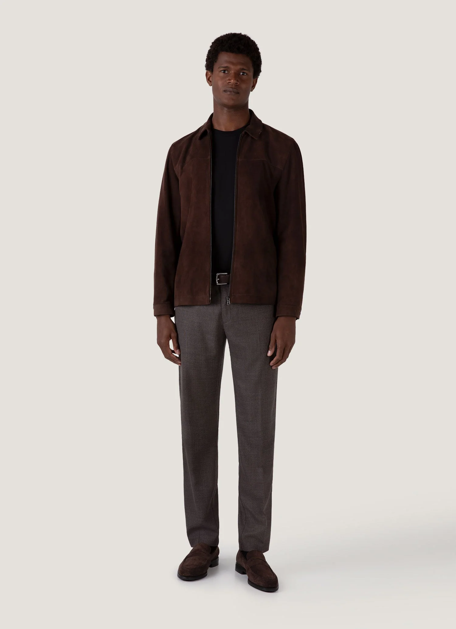 Men's Suede Harrington Jacket in Cocoa - Image 3
