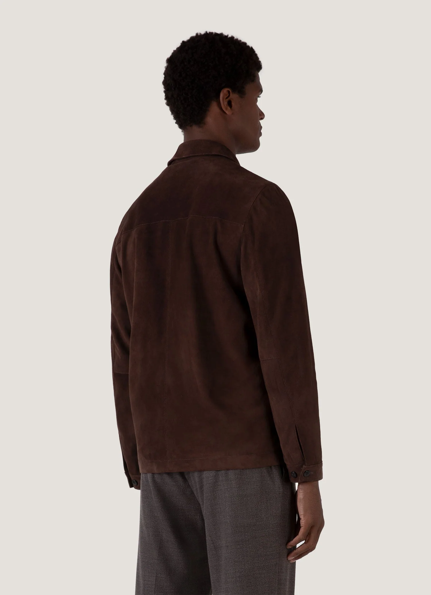 Men's Suede Harrington Jacket in Cocoa - Image 4