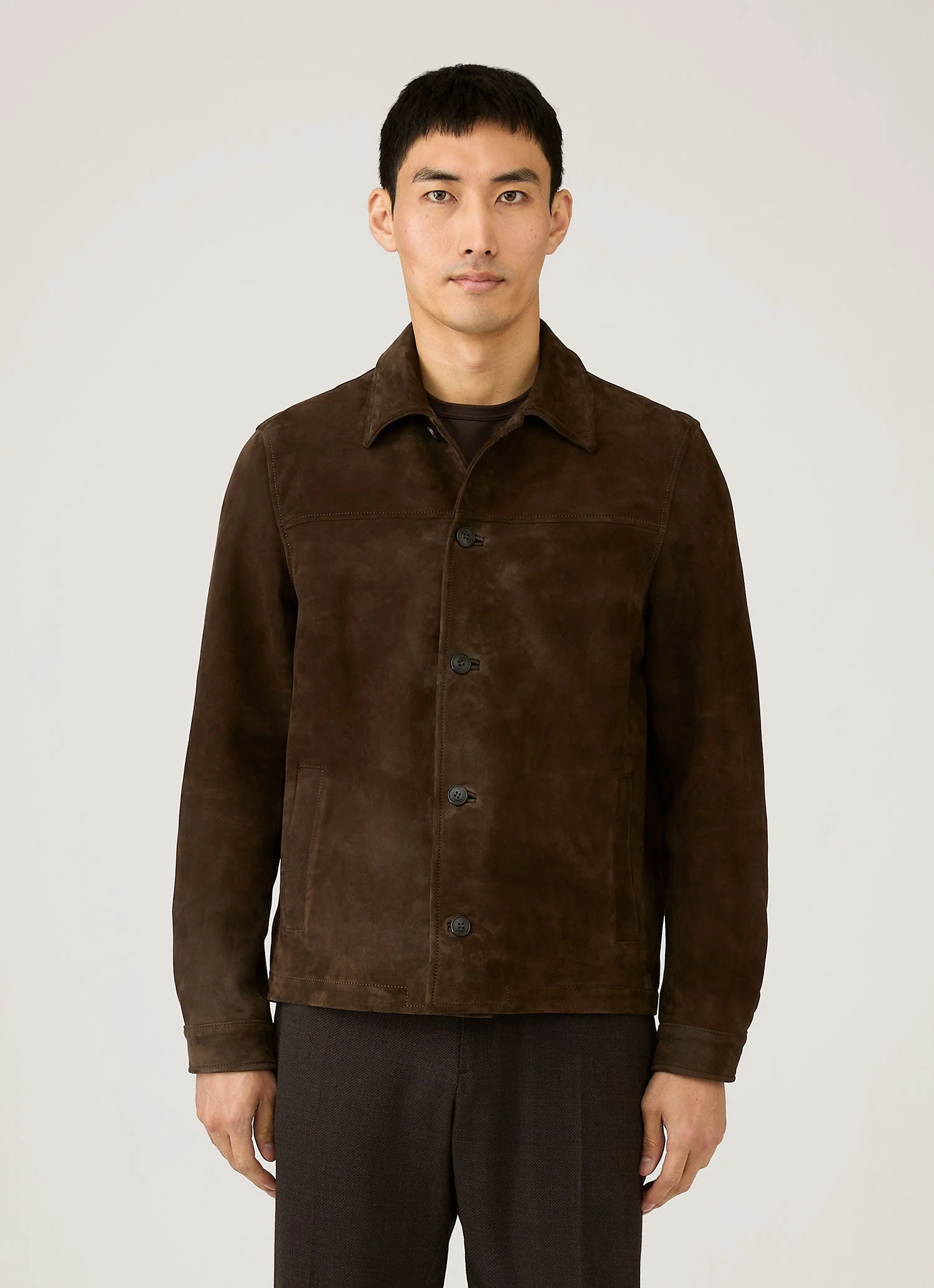 Men's Suede Jacket in Dark Brown - Image 2