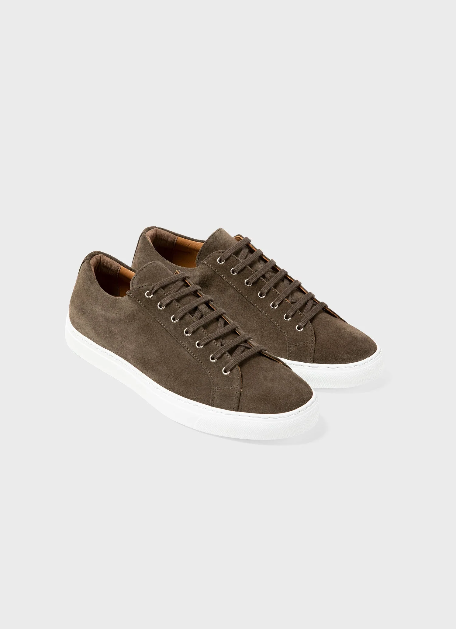 Men's Suede Tennis Shoe in Dark Moss - Image 2