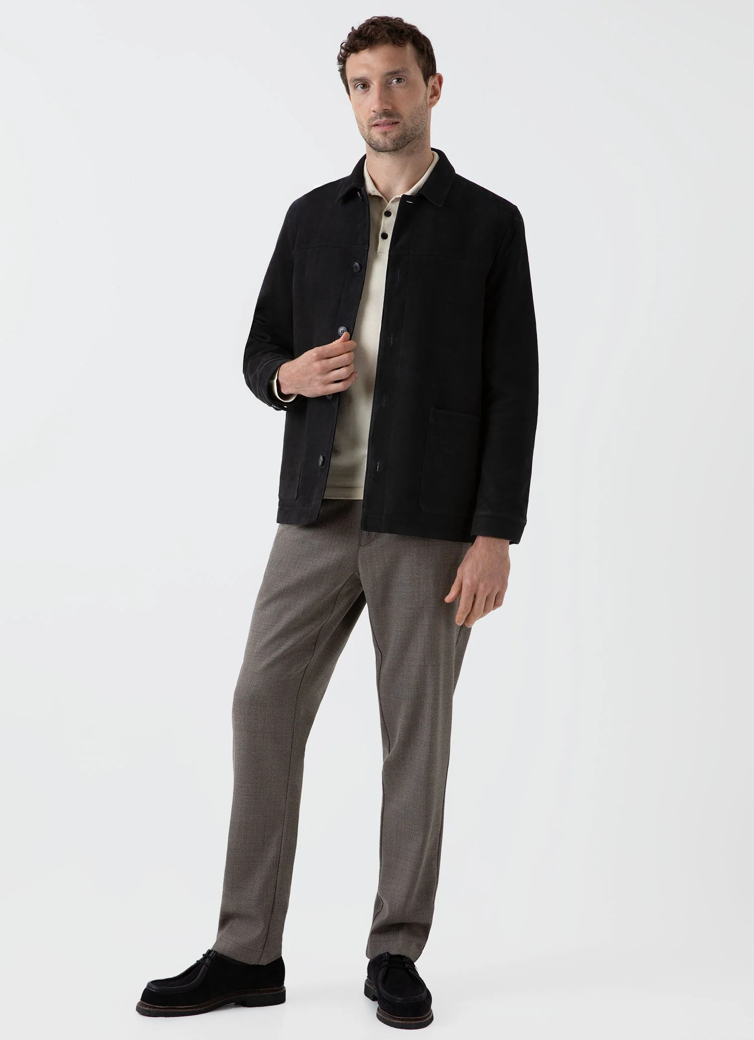 Men's Suede Twin Pocket Jacket in Black - Image 3