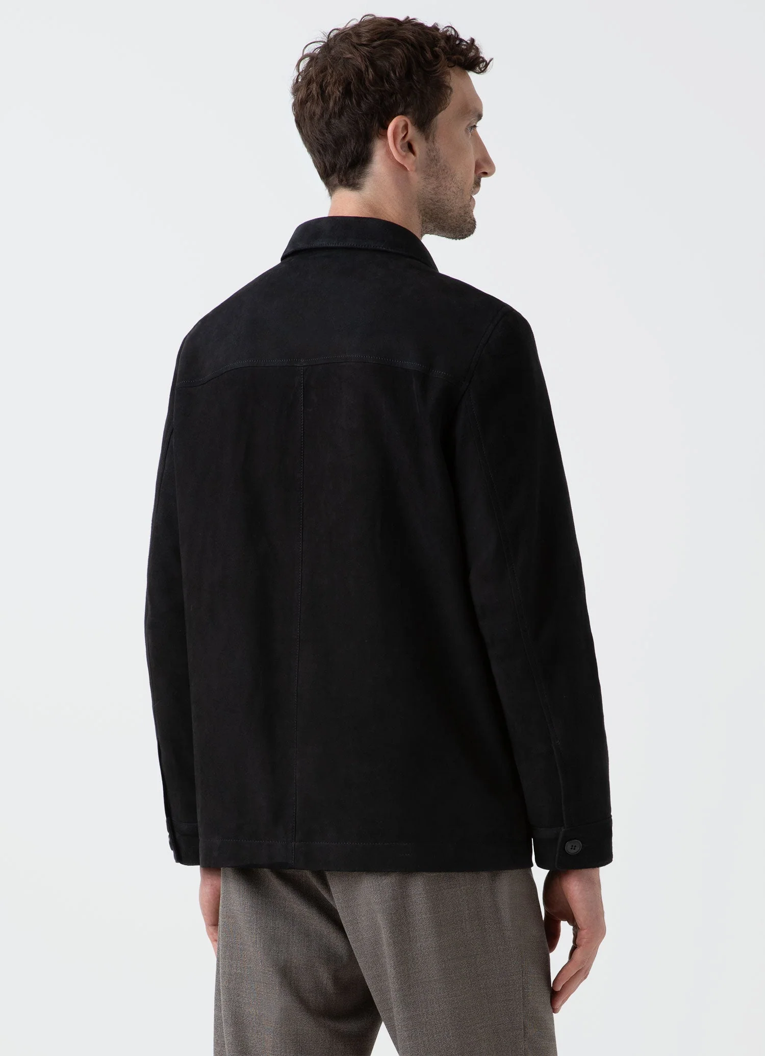 Men's Suede Twin Pocket Jacket in Black - Image 5