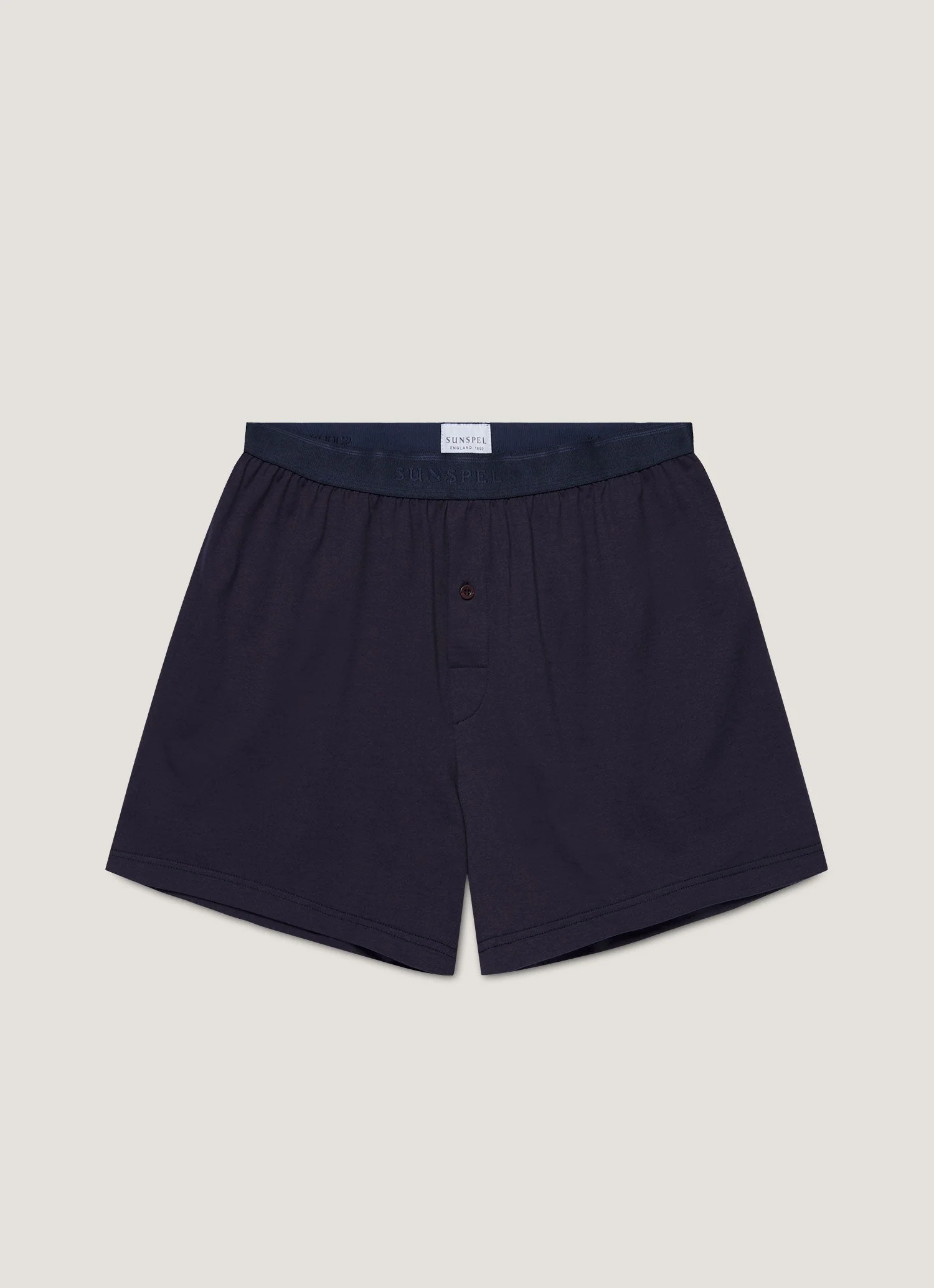 Men's Superfine Cotton One-Button Boxer Short in Navy