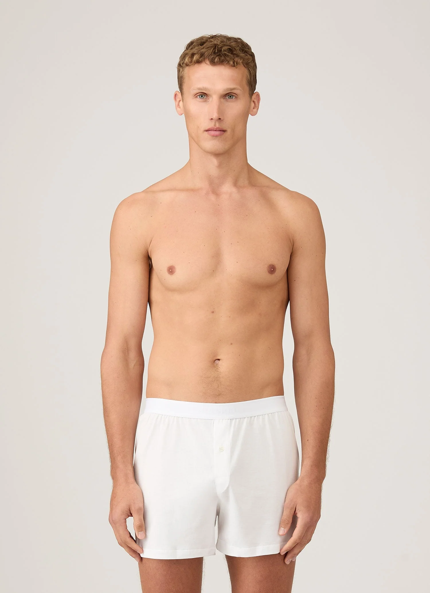 Men's Superfine Cotton One-Button Boxer Short in White - Image 2