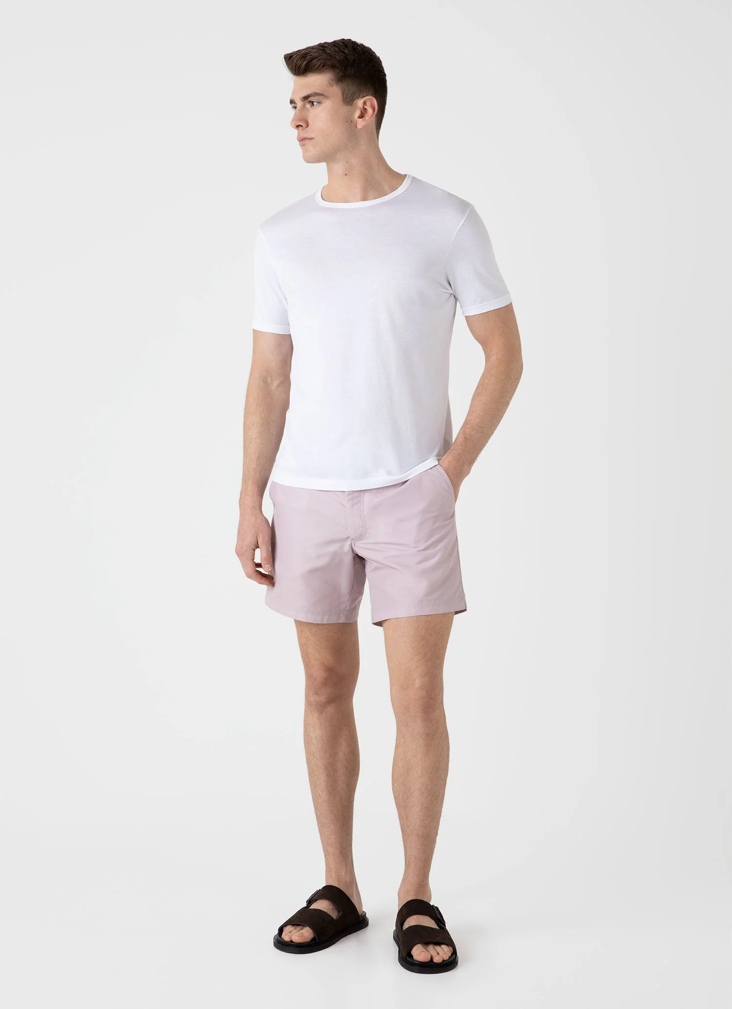 Men's Tailored Swim Shorts in Pale Pink - Image 2