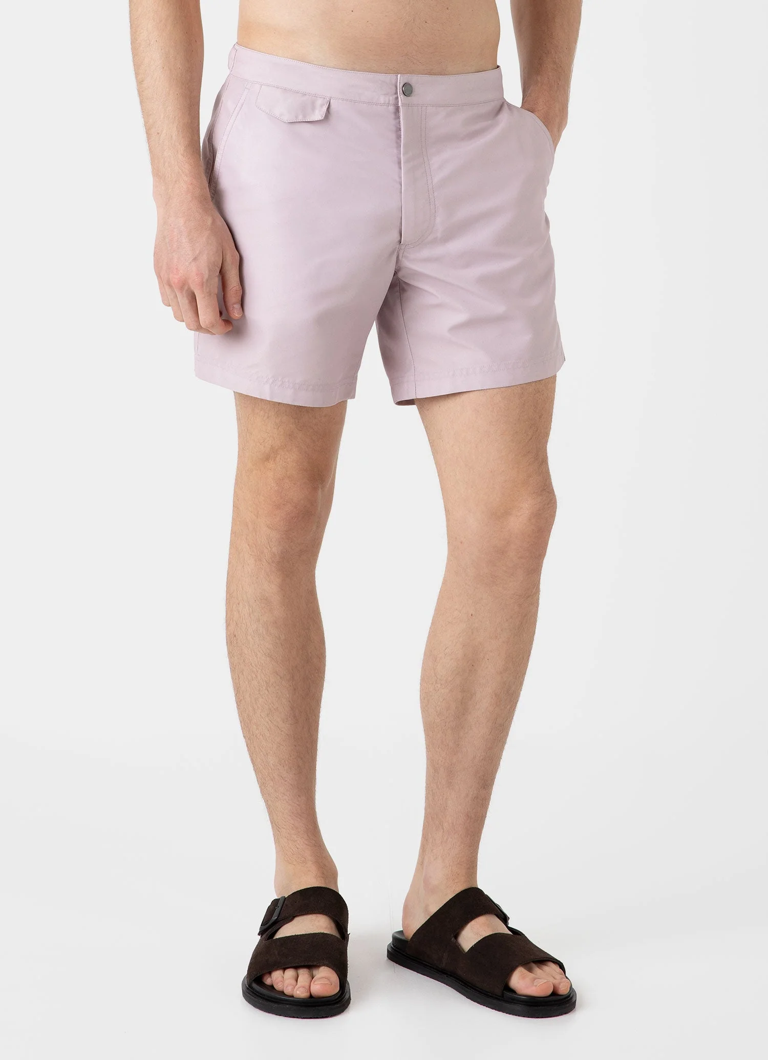 Men's Tailored Swim Shorts in Pale Pink - Image 3