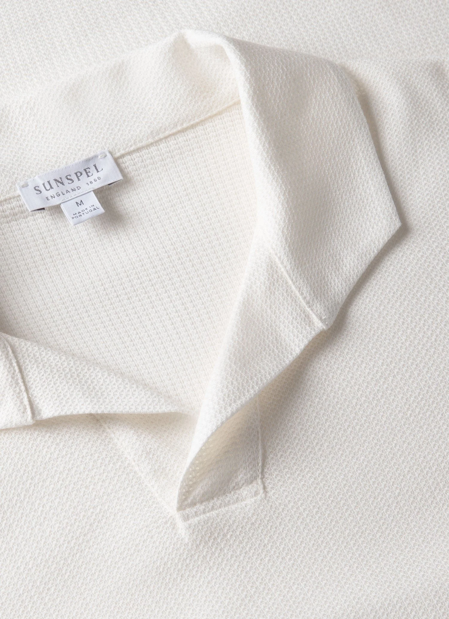 Men's Textured Jersey Polo Shirt in Ecru - Image 4