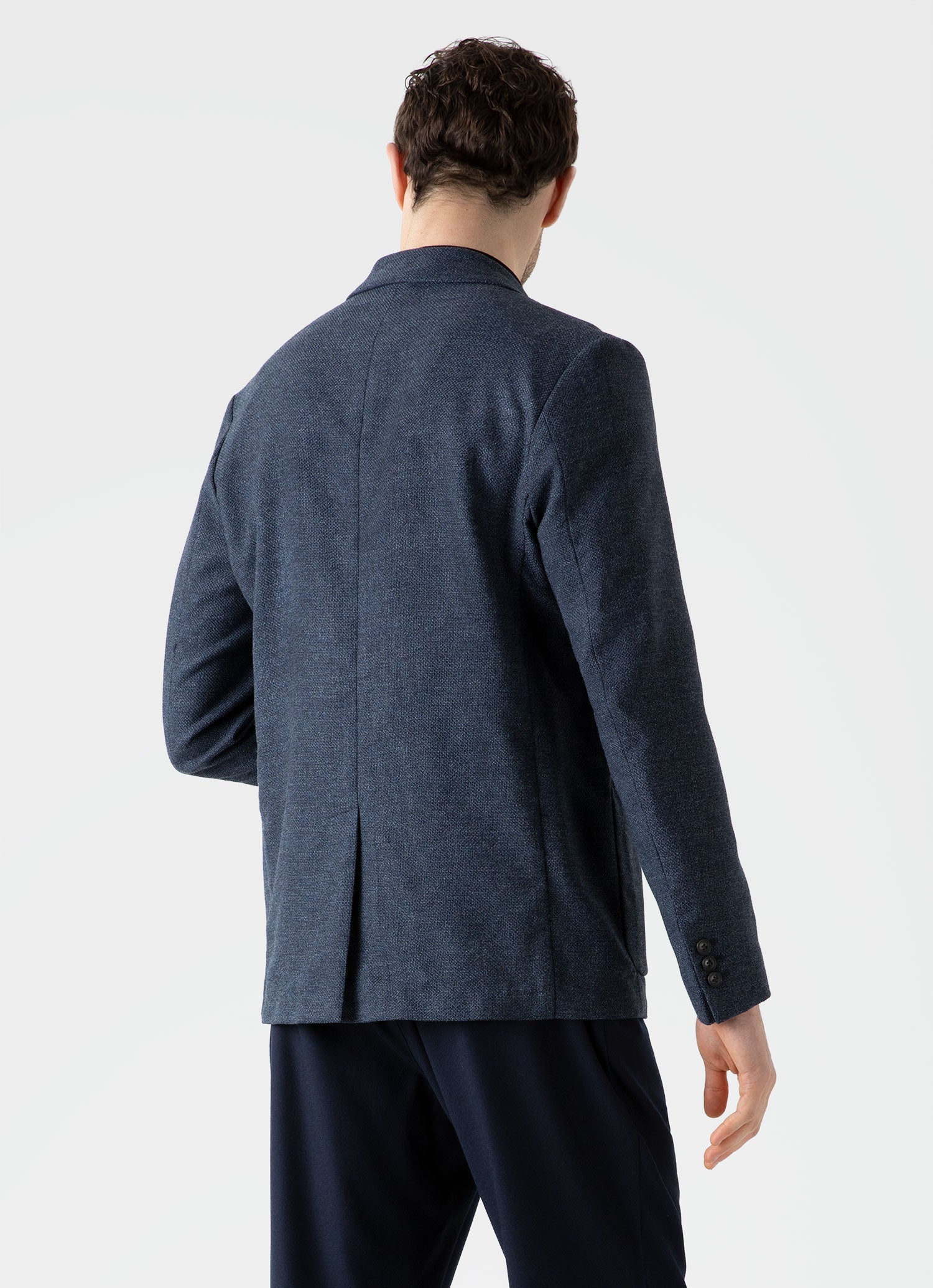 Men's Textured Wool Blazer in Blue Melange - Image 4